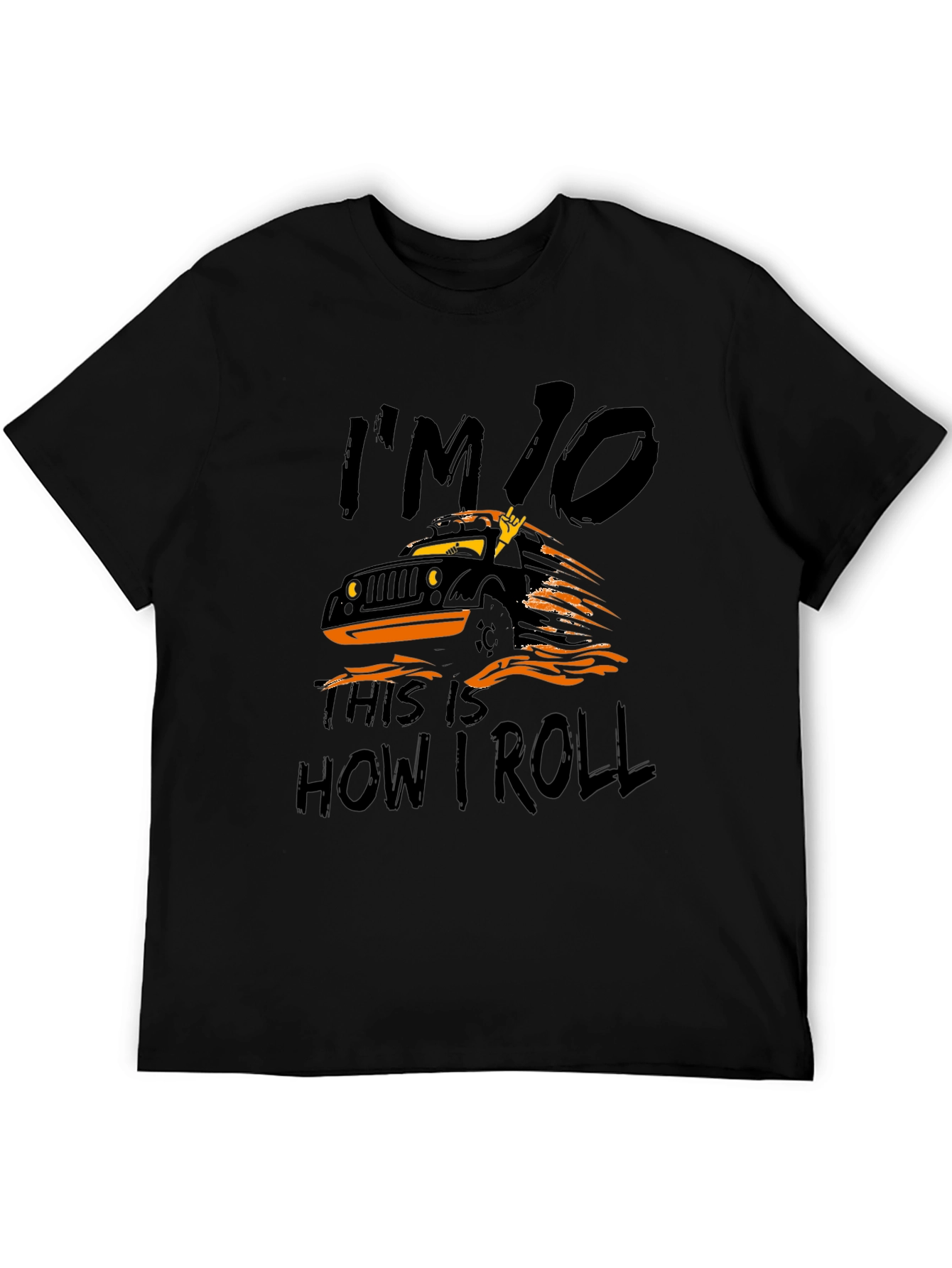 Black I'm 10, This is How I Roll Jeep T-Shirt view 5