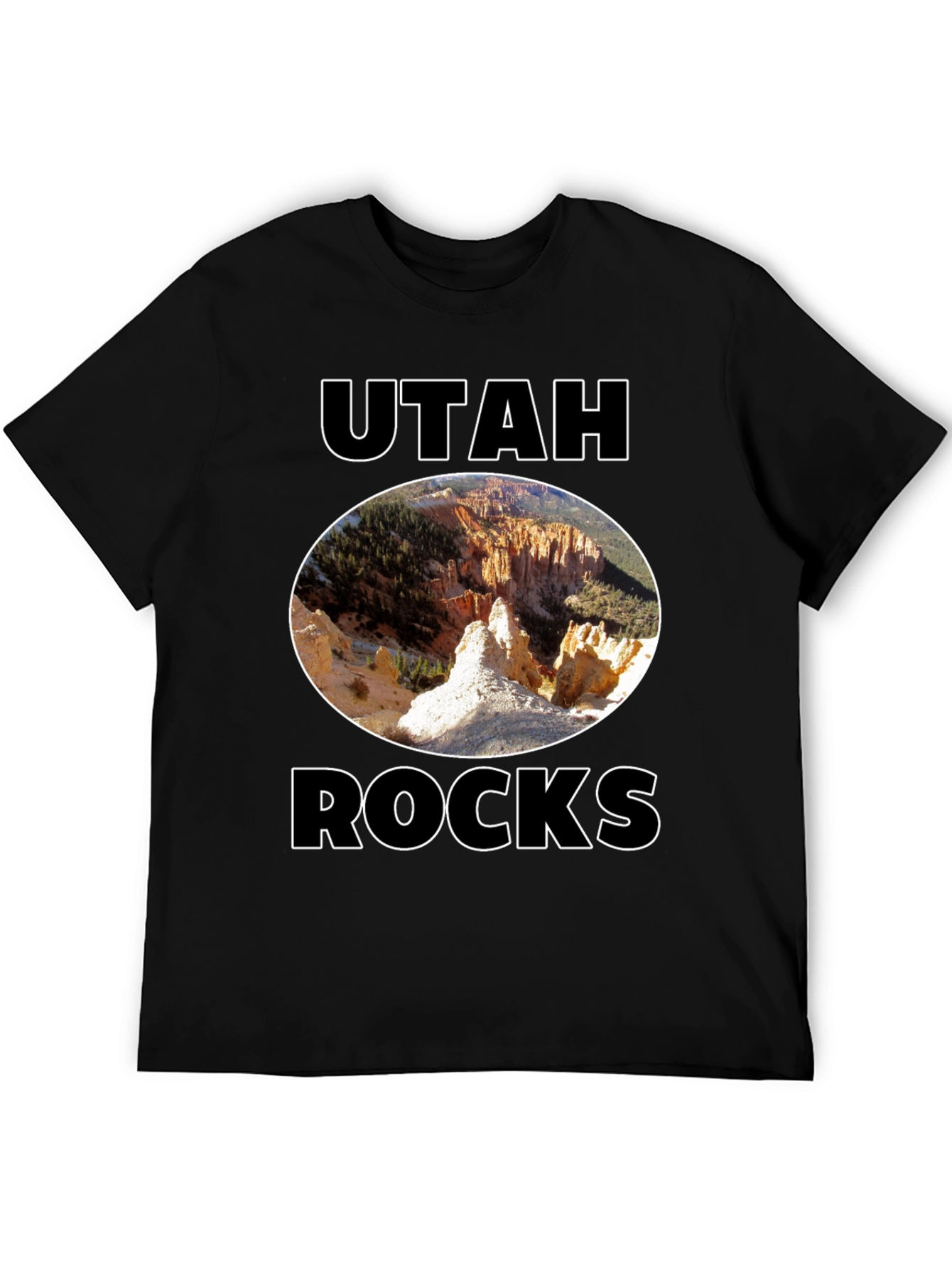 Black Utah Rocks T-Shirt - Black Cotton Graphic Tee view 5