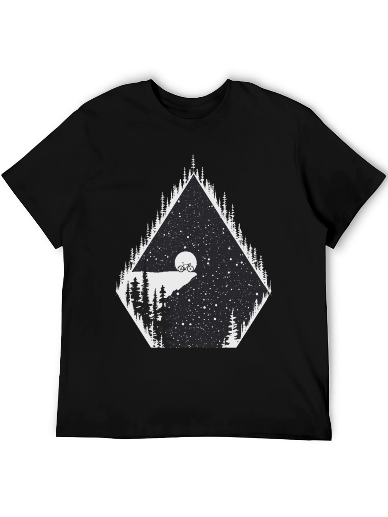 Black Night Ride T-Shirt - Mountain Bike Scene Graphic Tee view 5