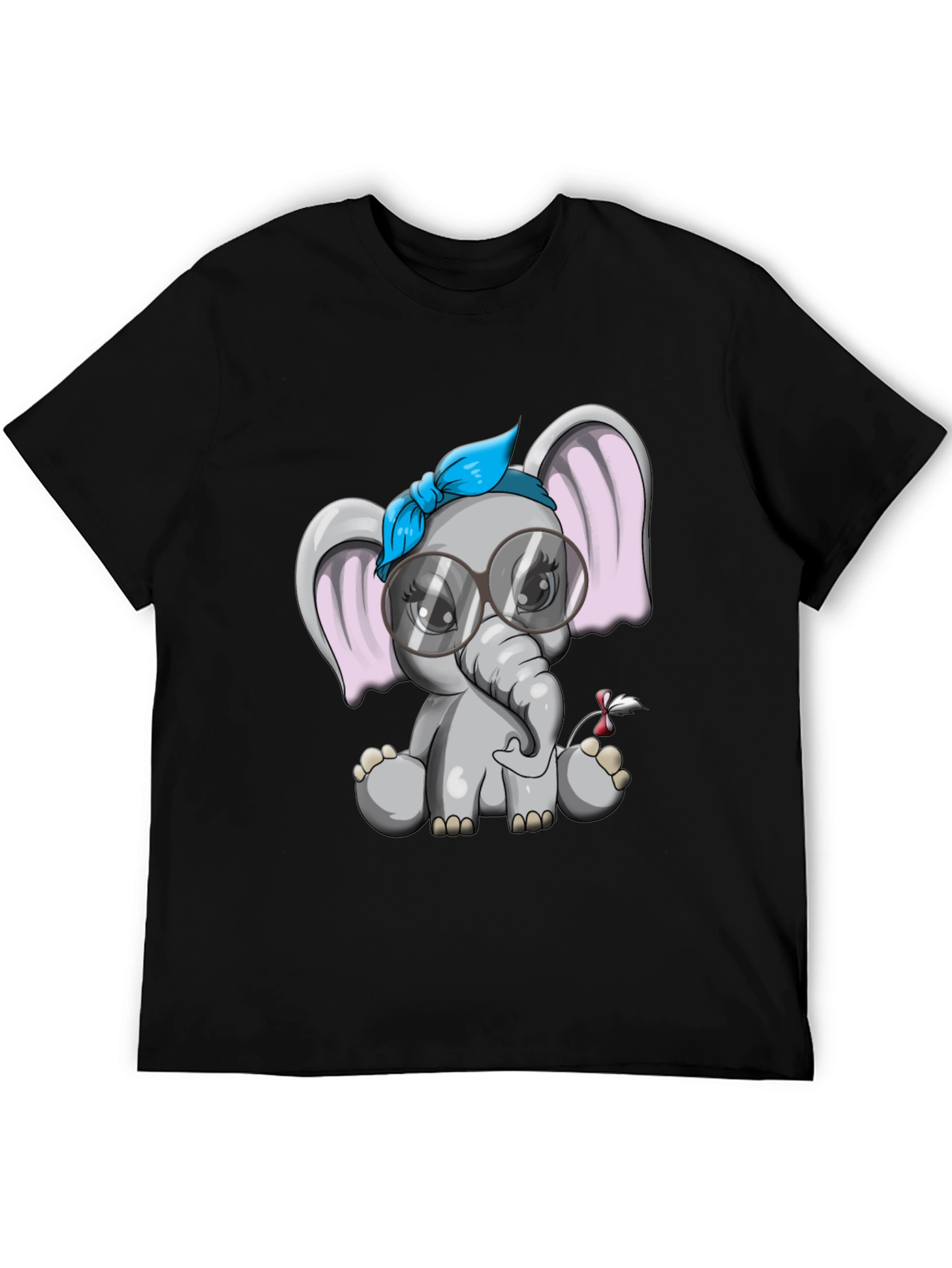 Black Cute Elephant Graphic Tee - Black view 5