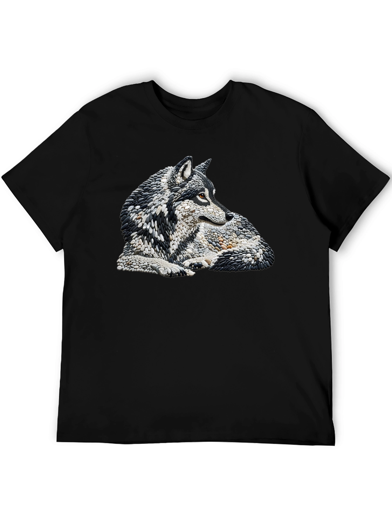 Wolf Stone Art Black T-Shirt - 5