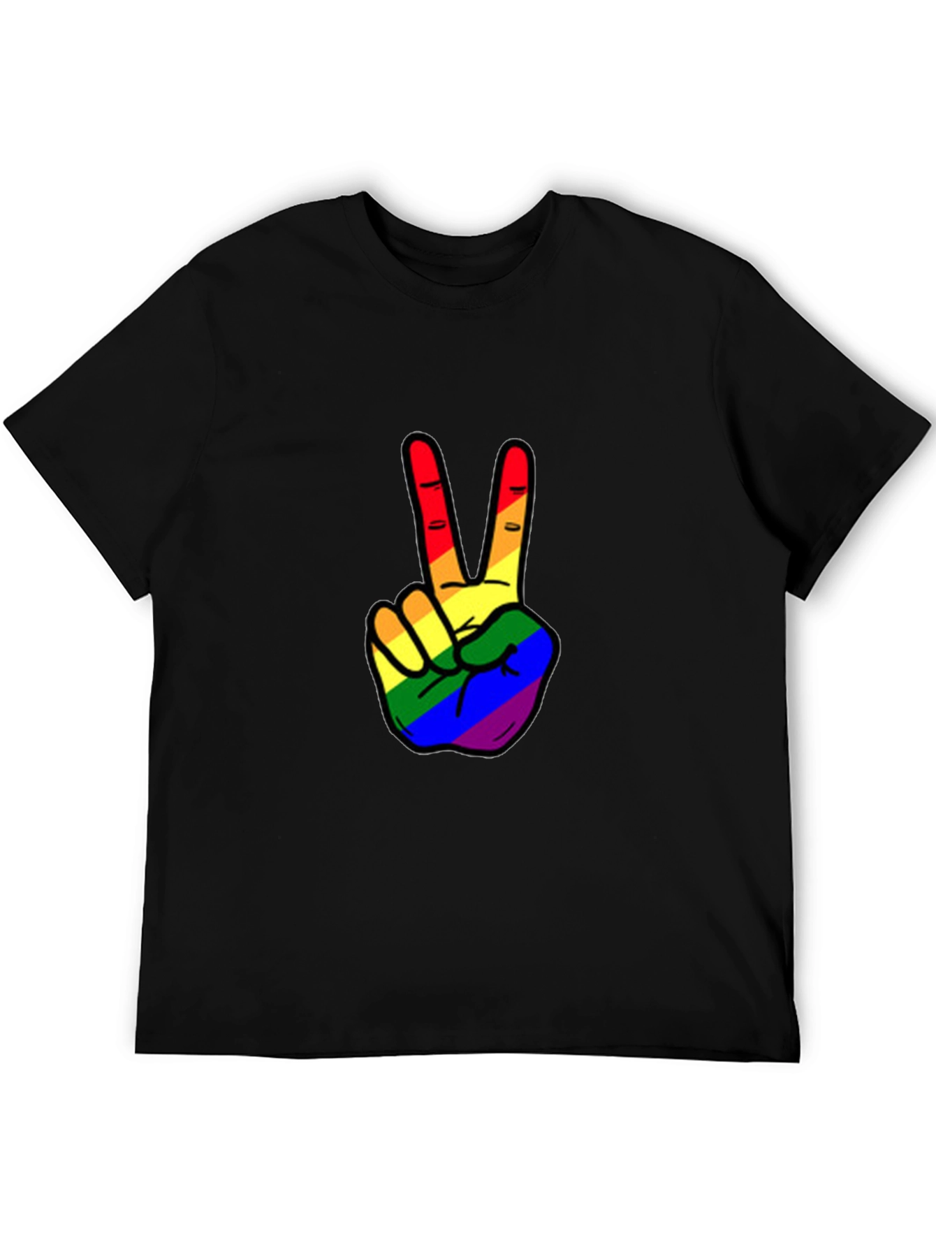 Black Rainbow Peace Sign Graphic Tee view 5