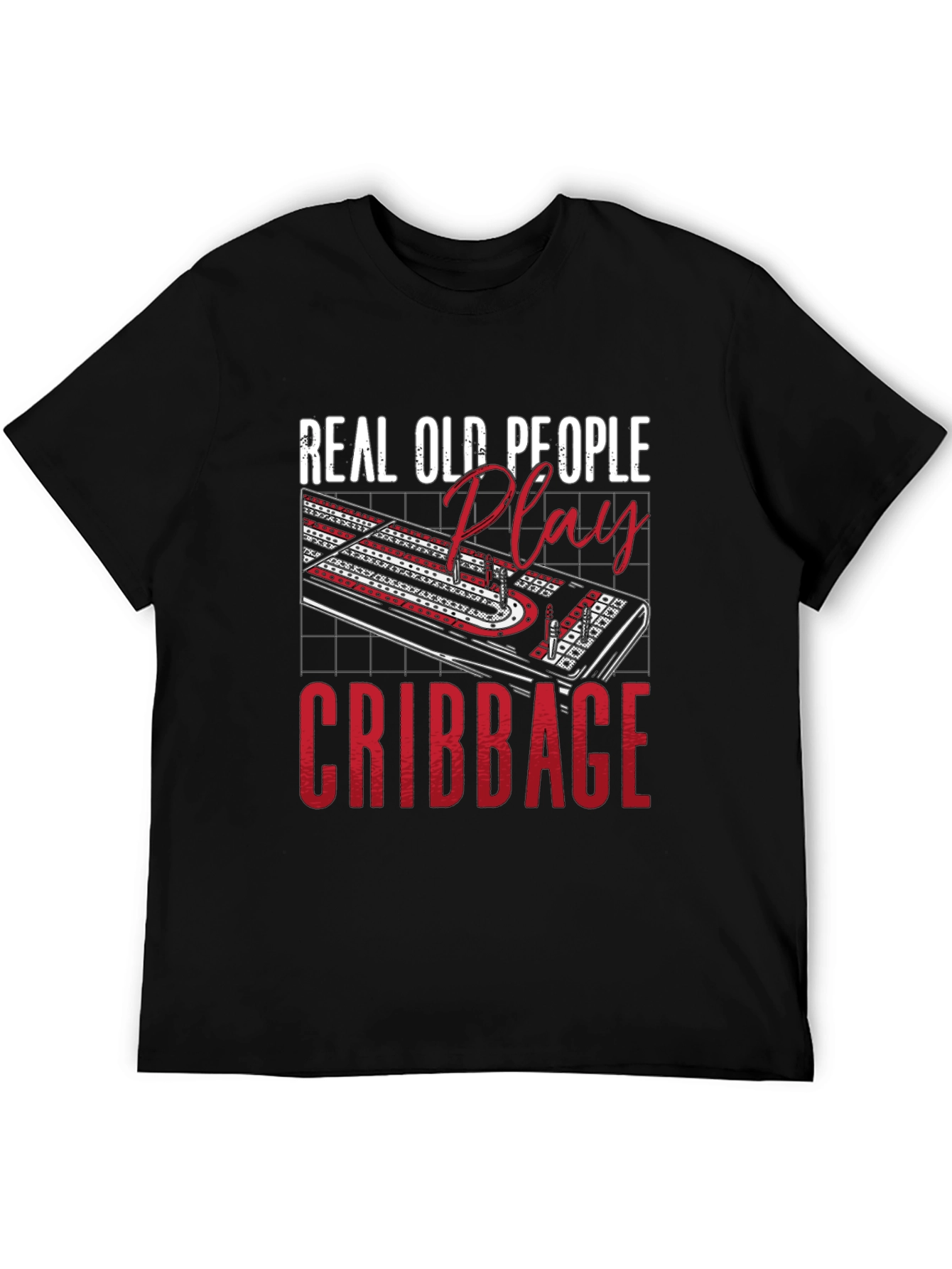 Black Real Old People Play Cribbage T-Shirt view 5