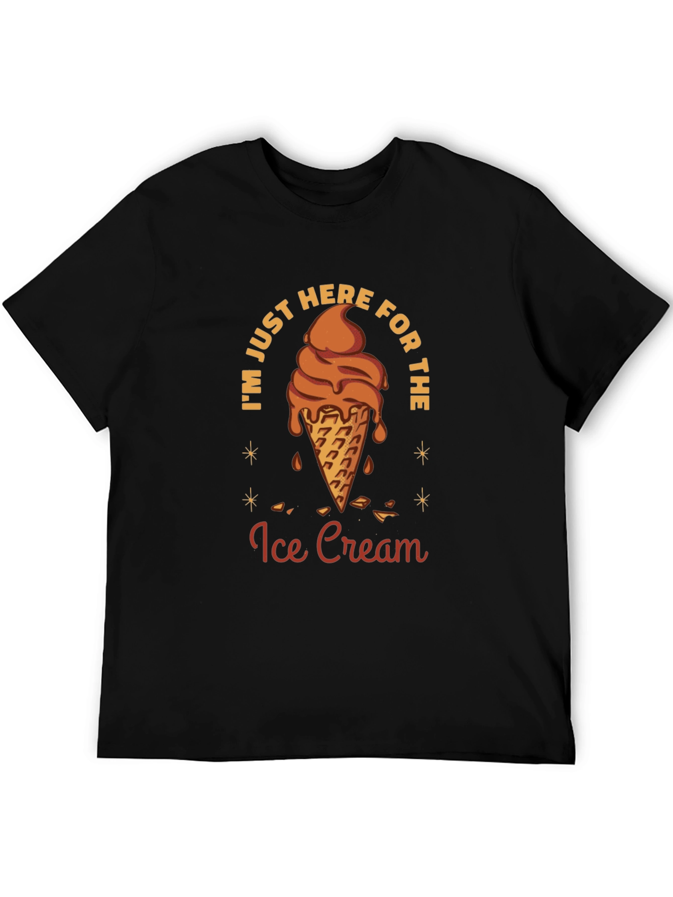 Black Ice Cream Lover Graphic Tee - "Just Here For The Ice Cream" view 5