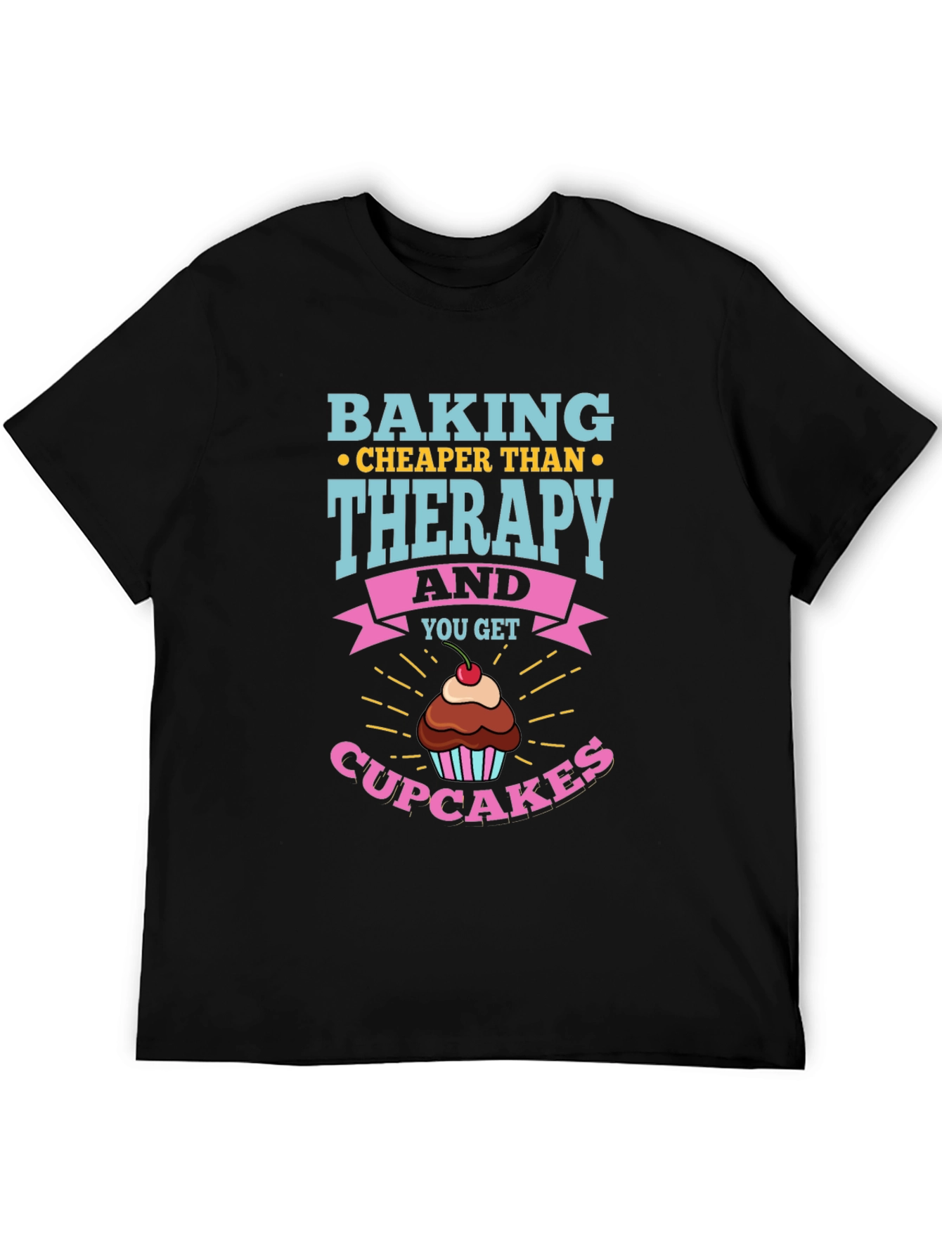 Black Baking Cheaper Than Therapy T-Shirt view 5