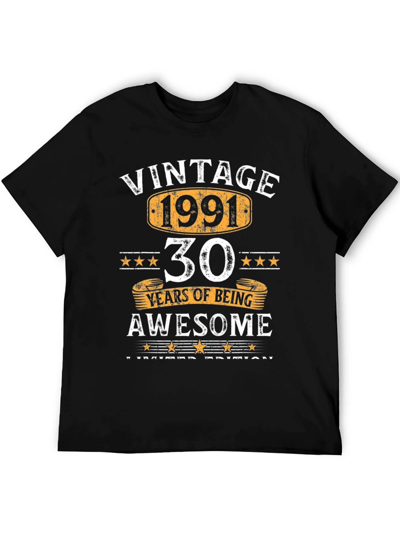 Black Vintage 1991 30 Years Awesome Limited Edition T-Shirt view 5