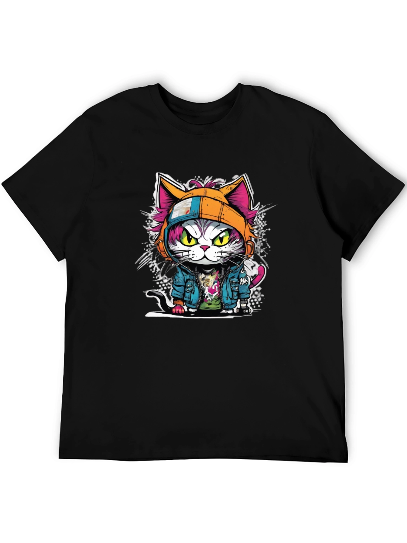 Black Cool Cat Graphic Tee - Urban Style view 5