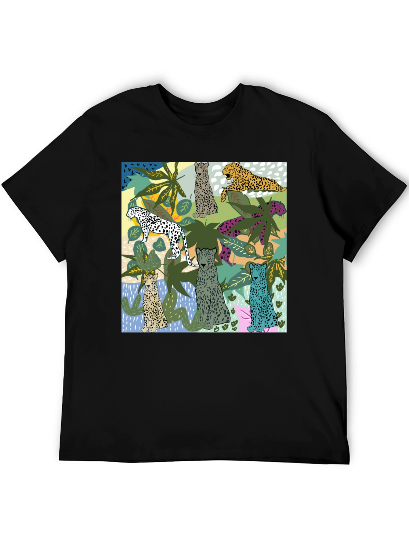 Black Jungle Cats Black T-Shirt view 5