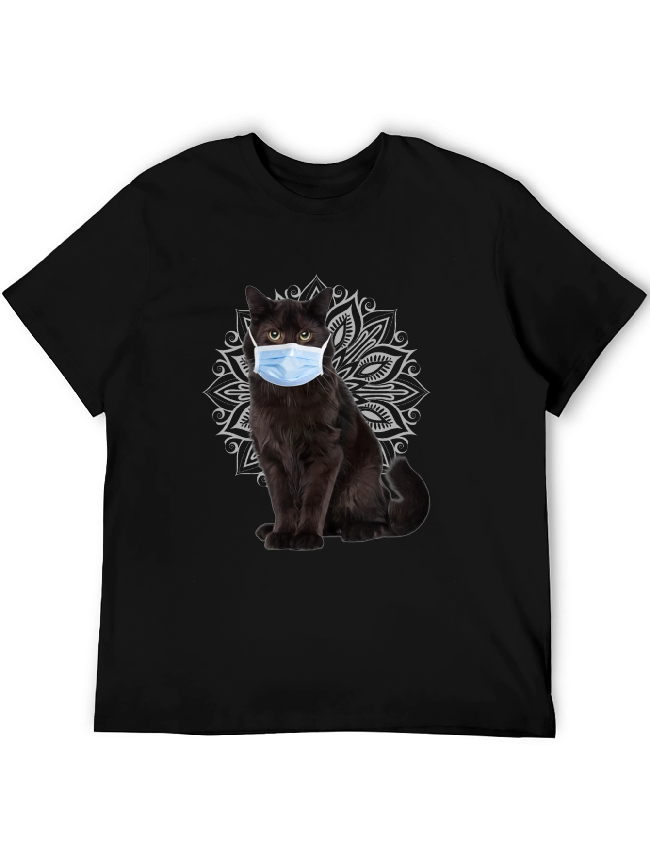 Black Masked Cat Graphic Tee - Unique Novelty T-Shirt view 5