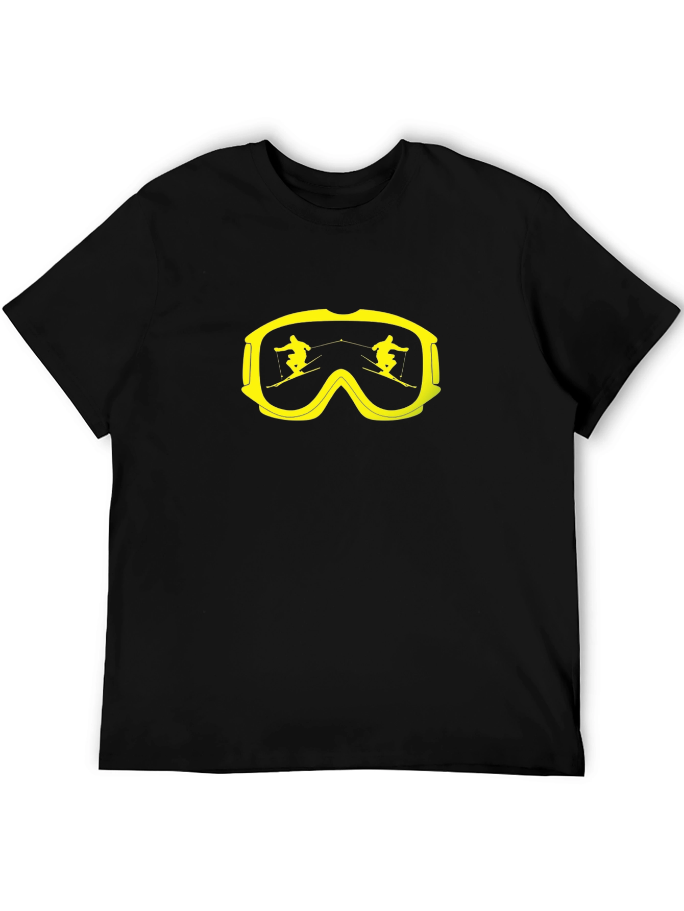 Black Ski Goggles Graphic Tee - Black Cotton T-Shirt view 5