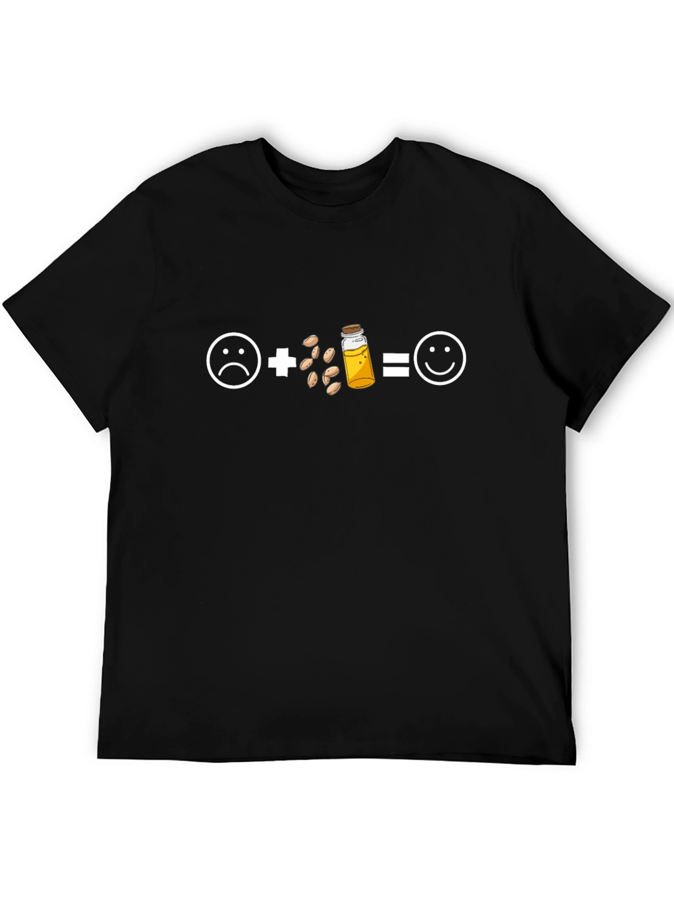 Black Funny Almond Oil T-Shirt - Black Cotton Tee view 5