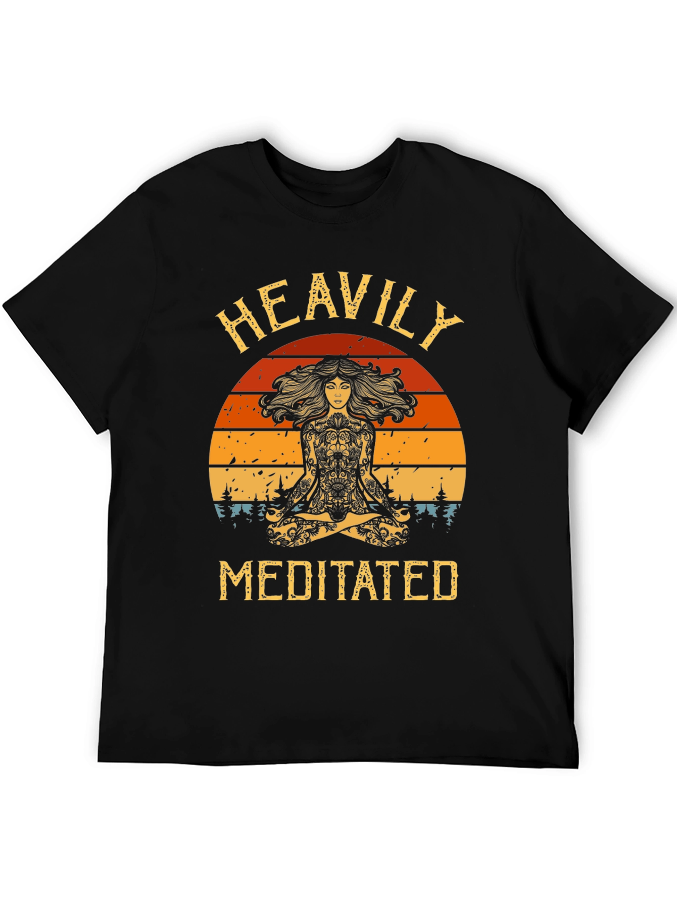 Black Heavily Meditated Graphic Tee - Yoga Meditation Shirt view 5