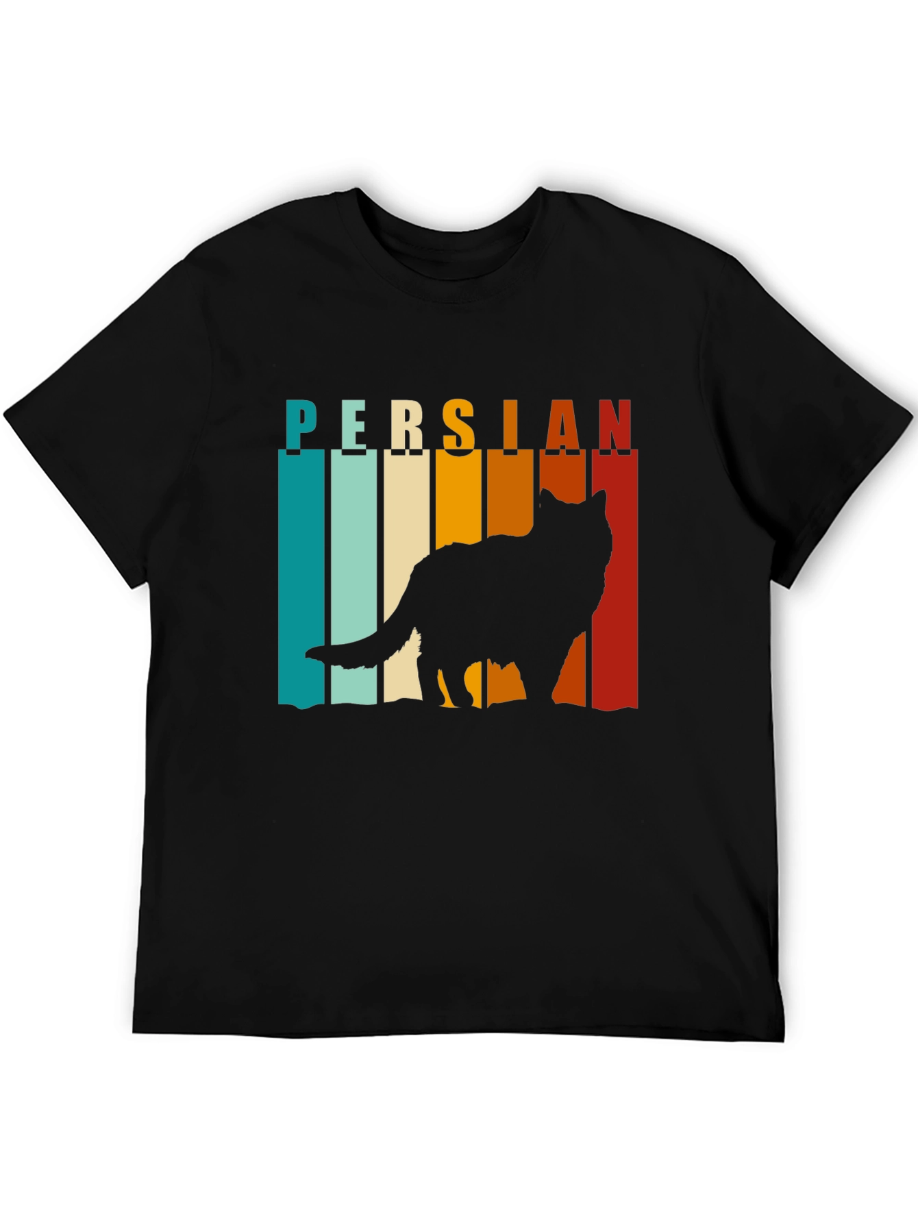 Black Retro Persian Cat T-Shirt view 5