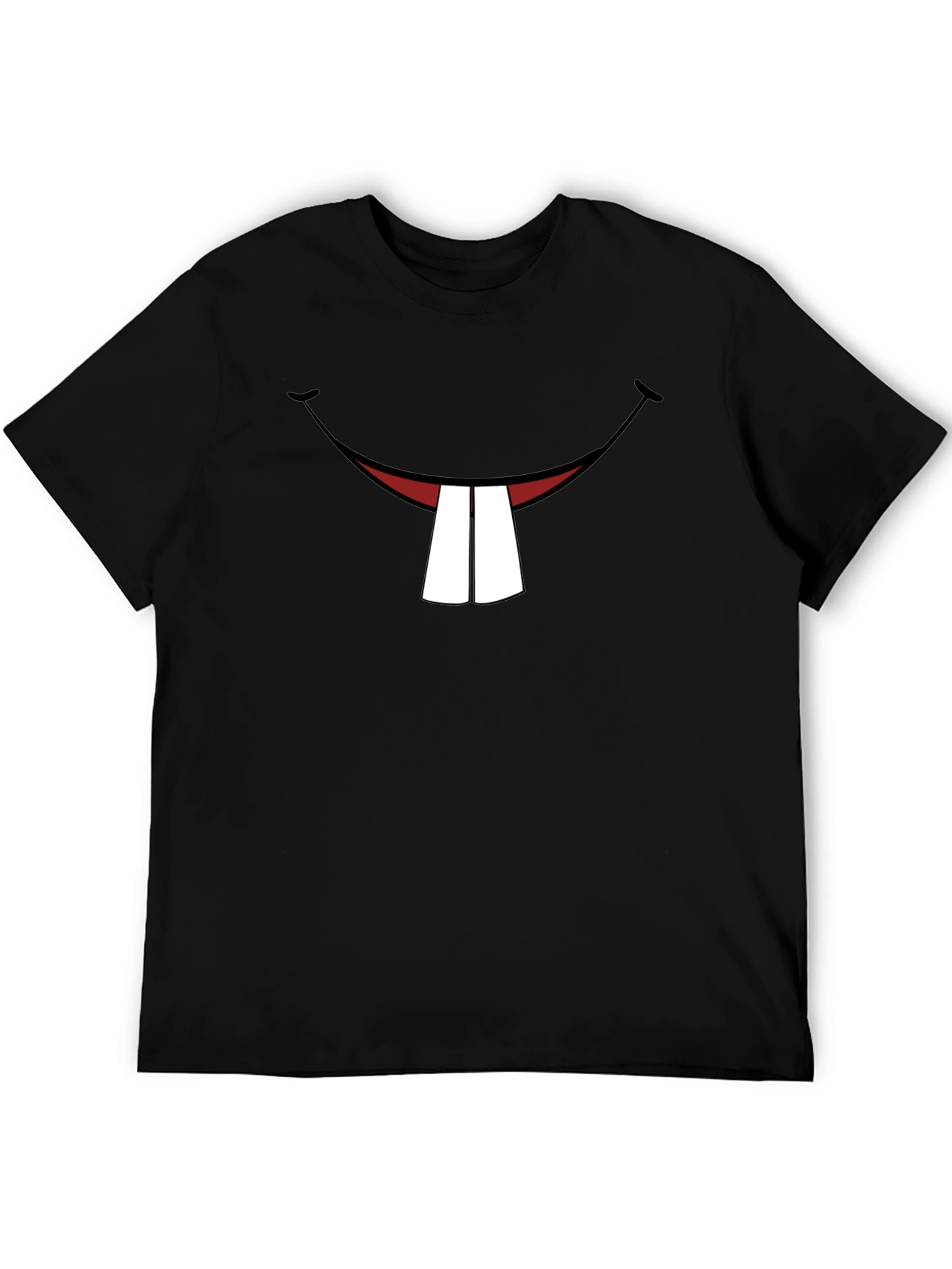 Black Funny Bunny Teeth Graphic Black T-Shirt view 5