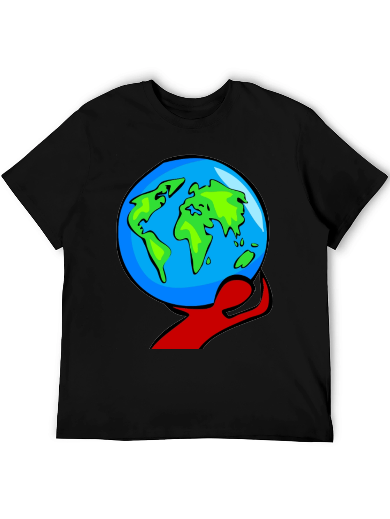 Black World in Hand Graphic Tee - Black Cotton T-Shirt view 5