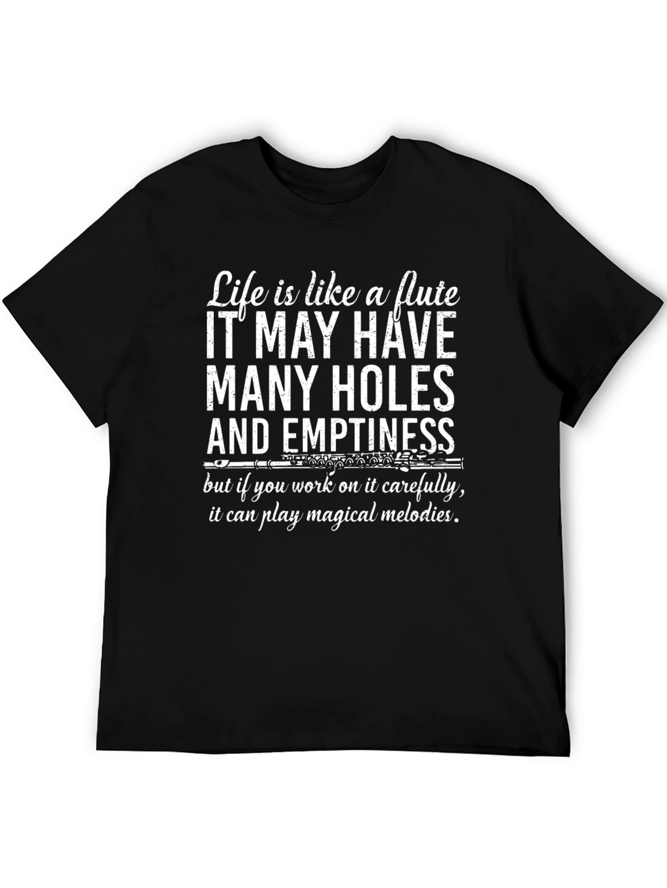 Black Flute Life T-Shirt: Magical Melodies & Meaningful Holes view 5