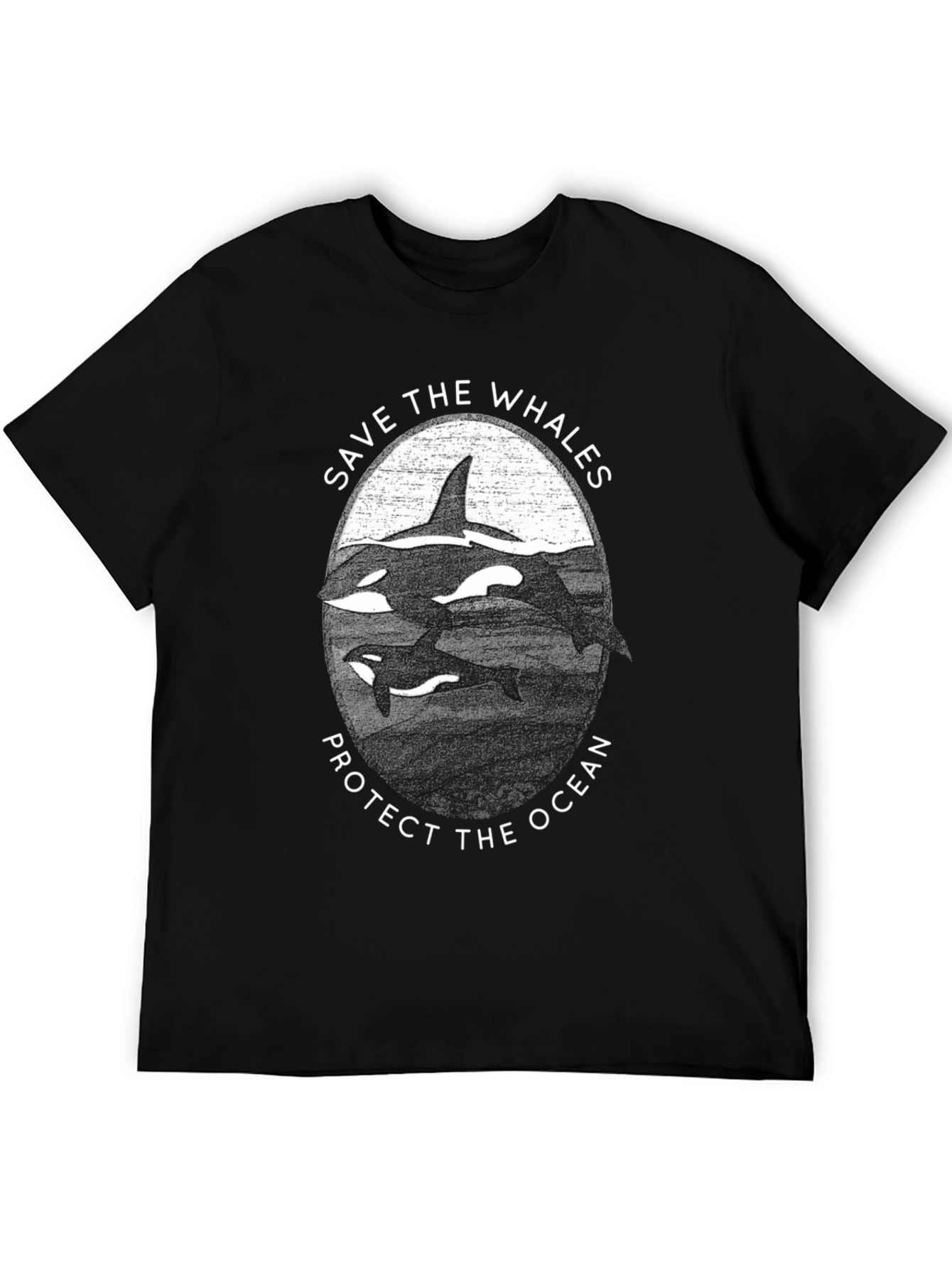 Black Save the Whales Graphic Tee - Ocean Conservation Shirt view 5