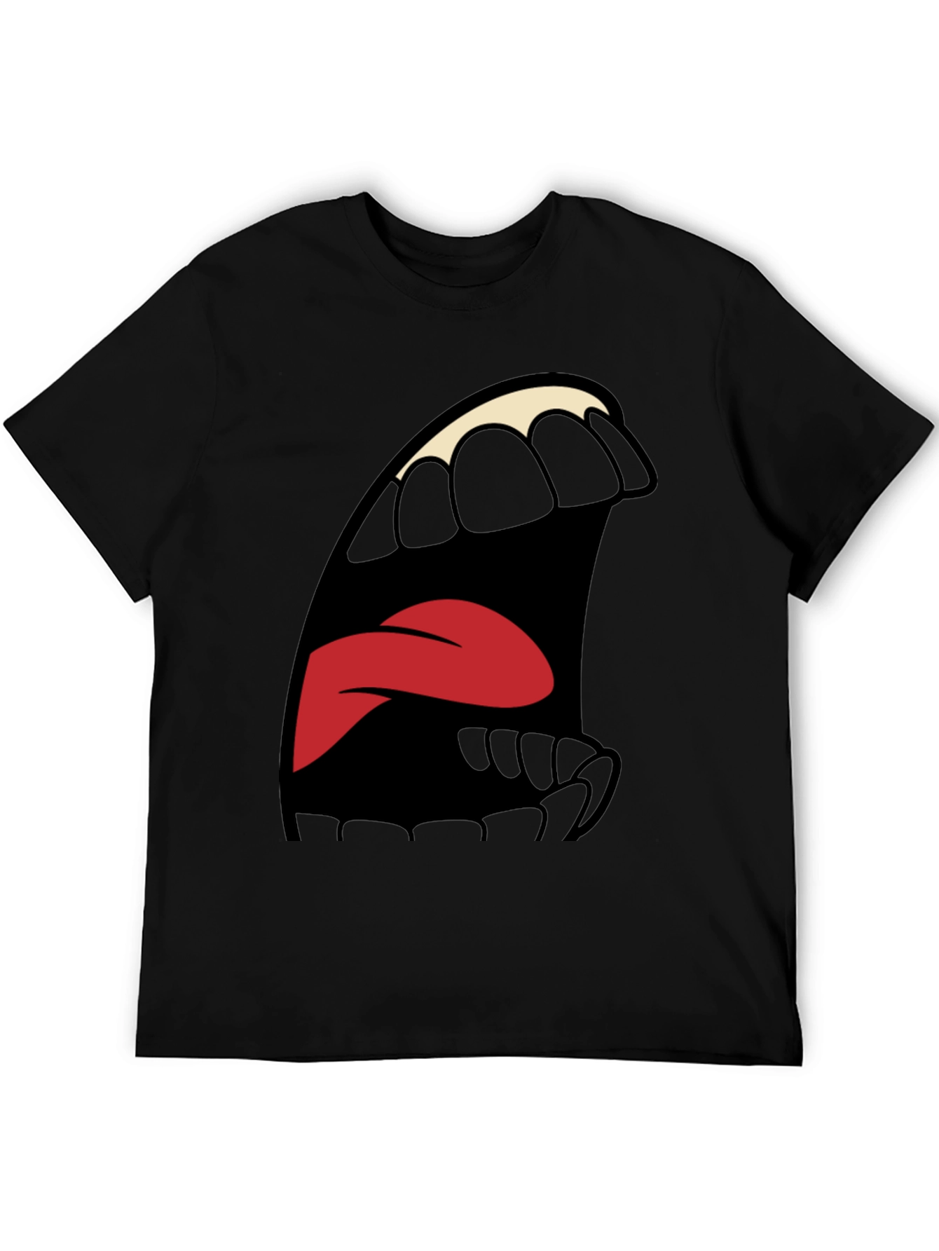 Black Cartoon Mouth Graphic Tee - Expressive Style view 5