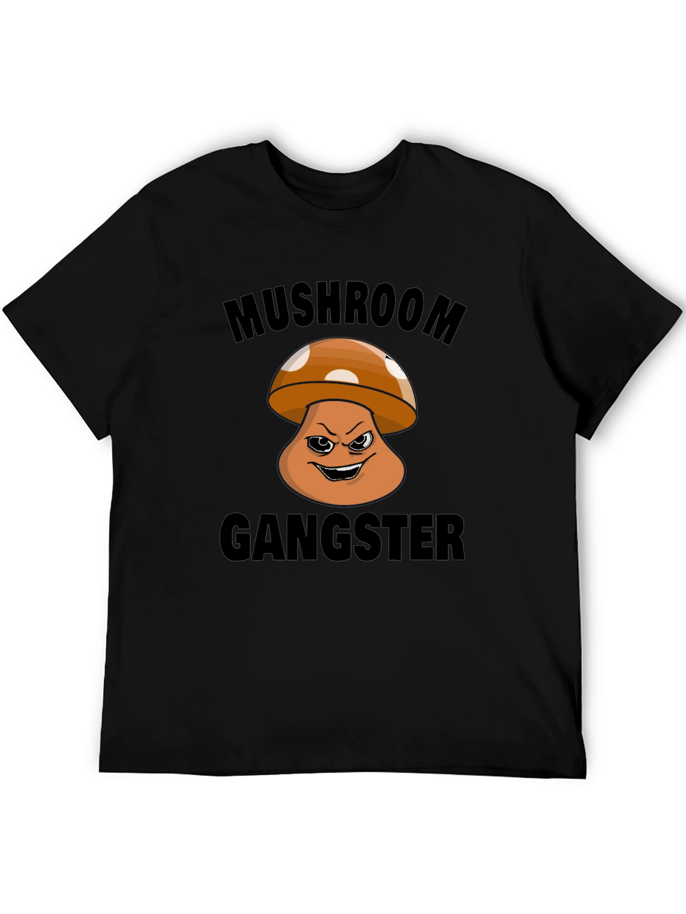 Black Mushroom Gangster Graphic T-Shirt - Black view 5
