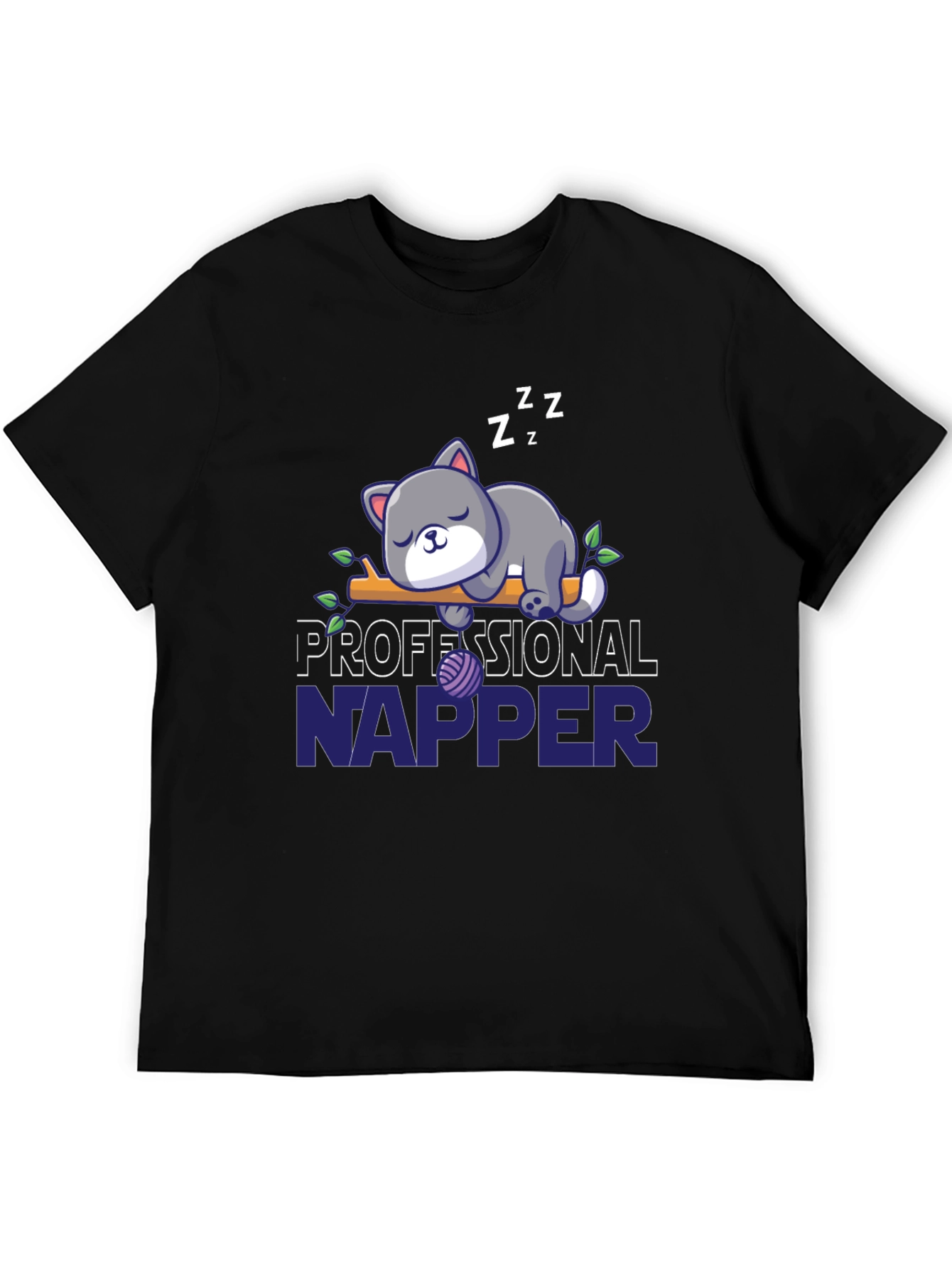Black Professional Napper Cat T-Shirt view 5