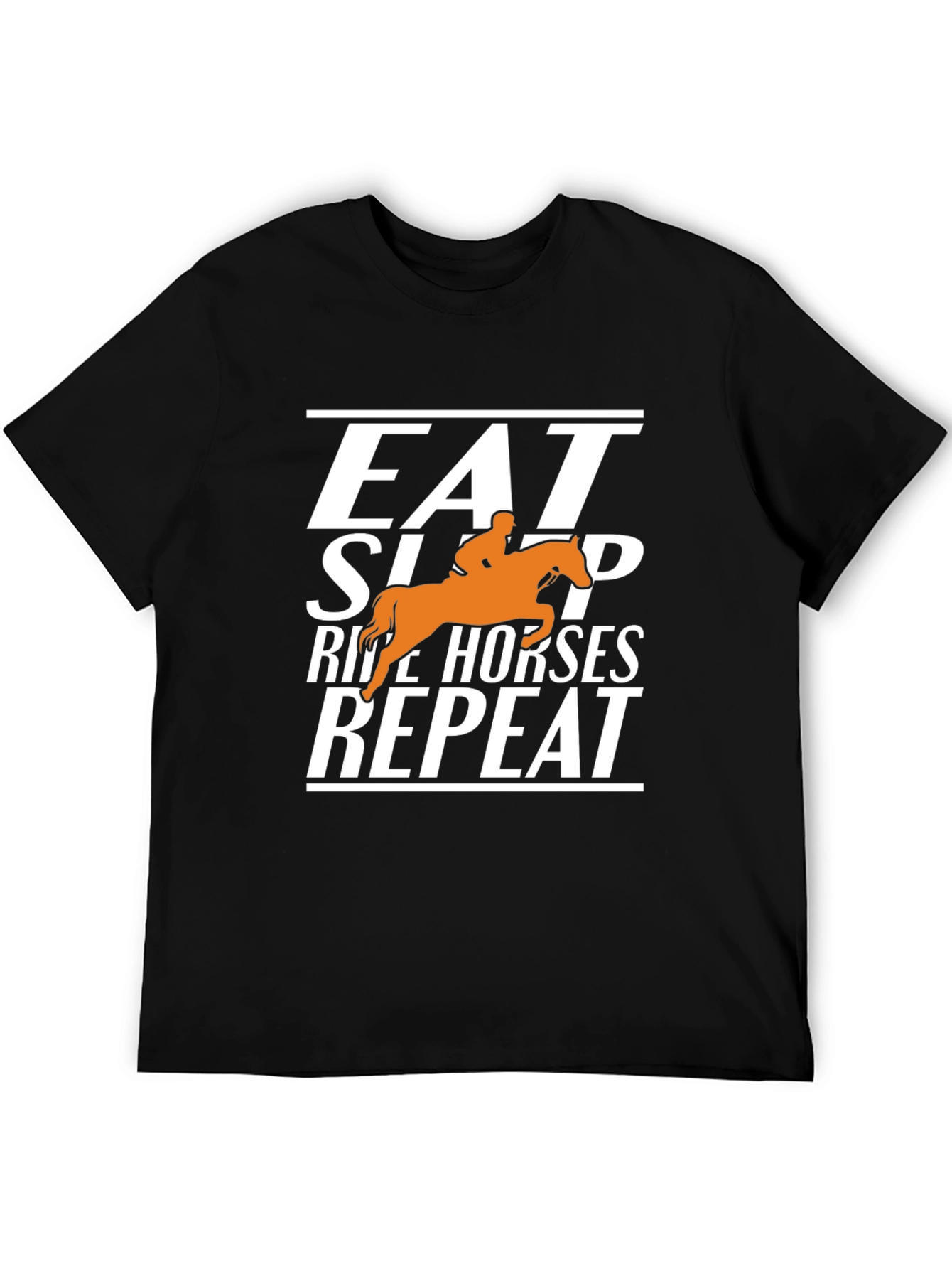Black Eat Sleep Ride Horses Repeat Graphic Tee view 5