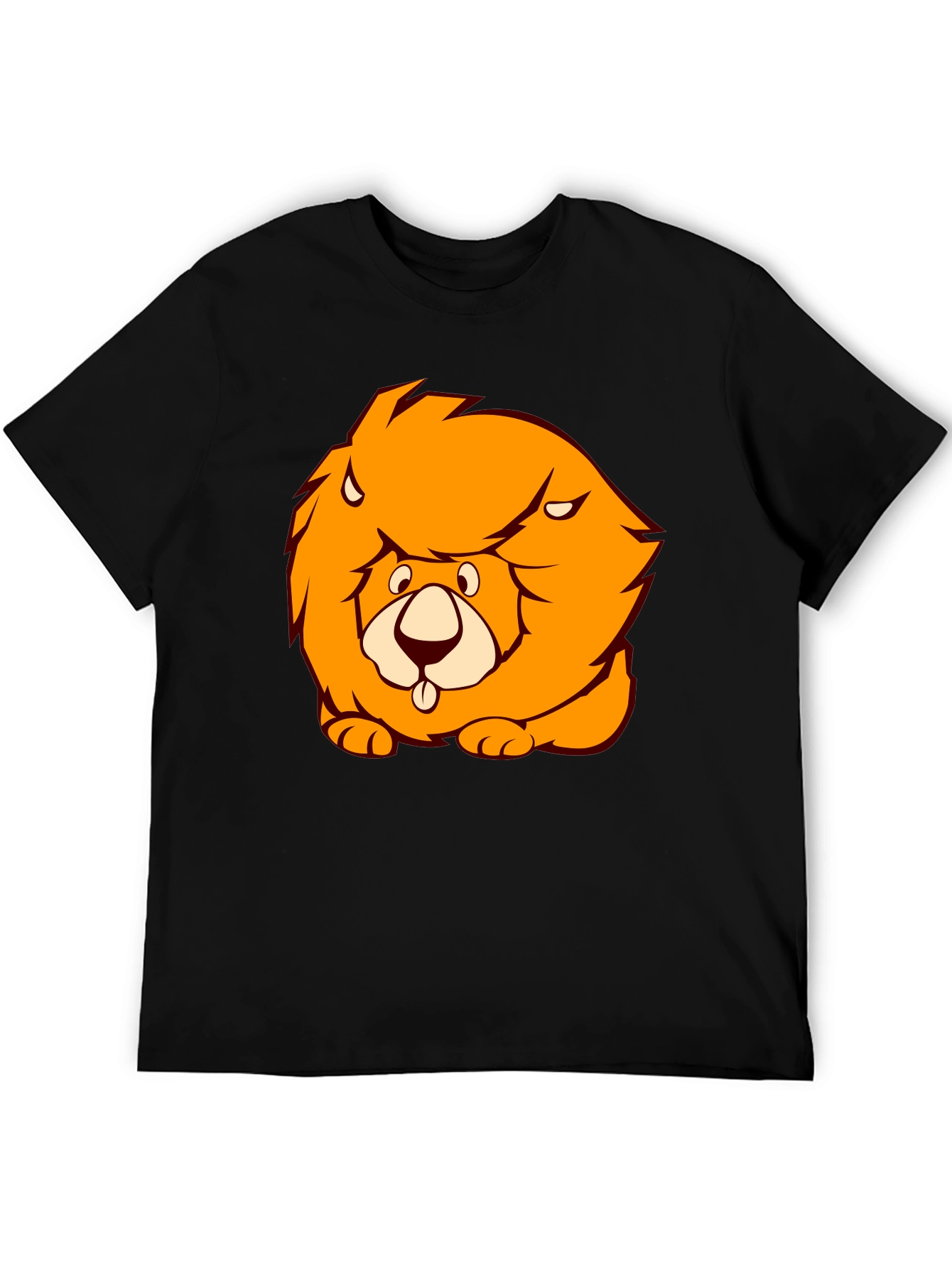 Black Lion Cartoon Graphic Black T-Shirt view 5