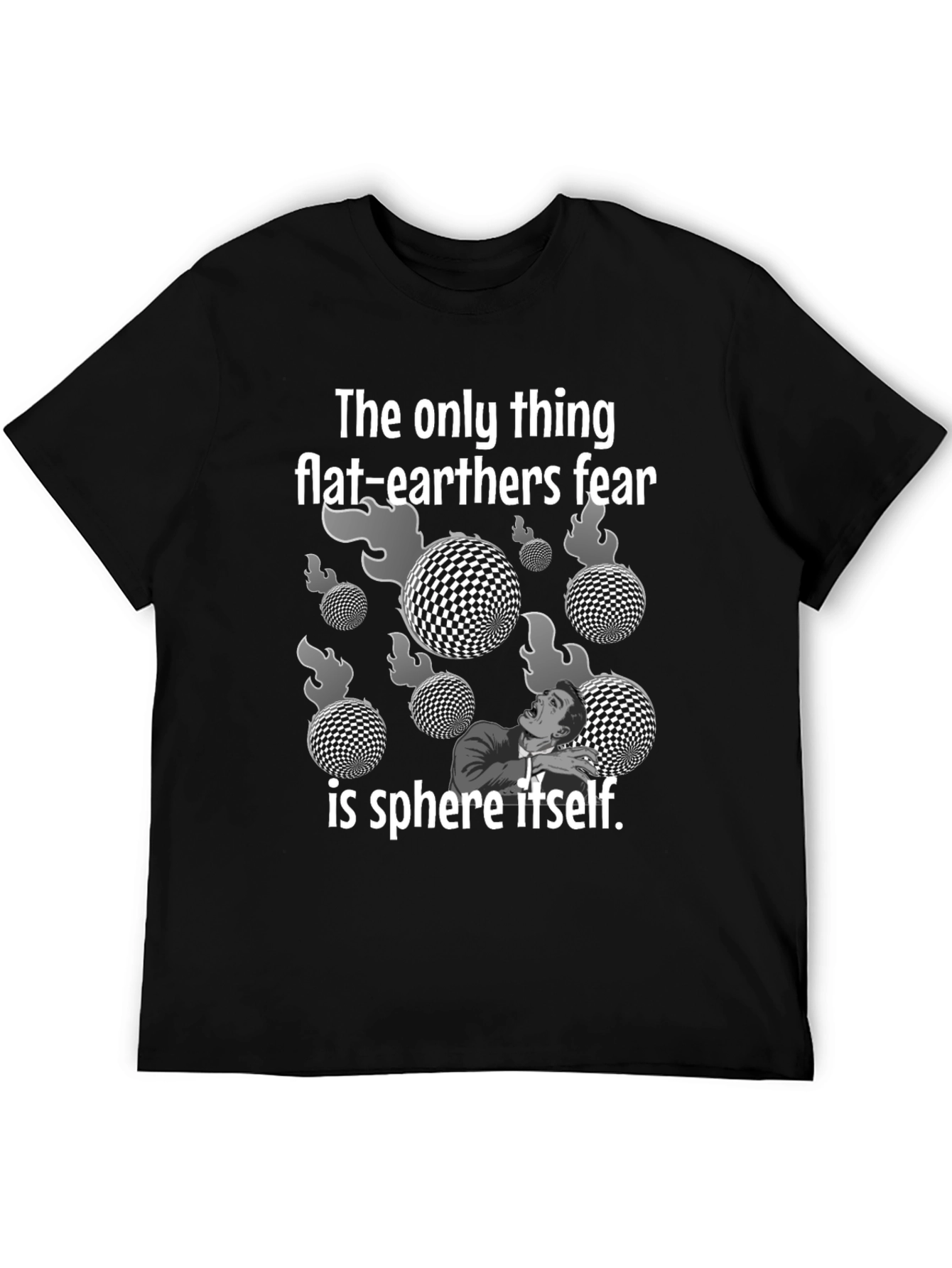Black Flat Earther Fear Sphere Graphic Tee view 5
