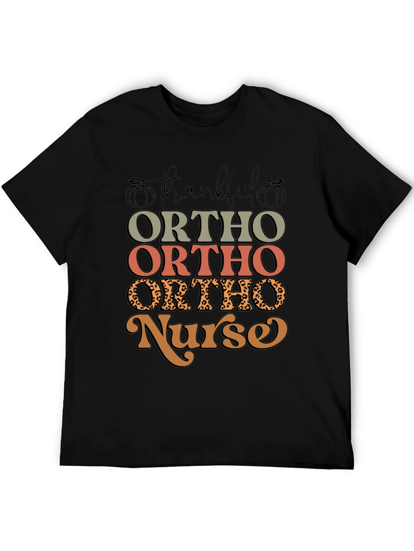 Black Thankful Ortho Nurse T-Shirt view 5