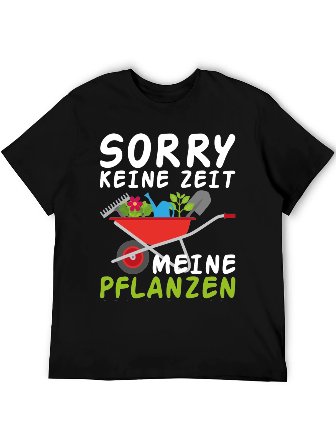 Black Gardening T-Shirt: Sorry, No Time, My Plants view 5