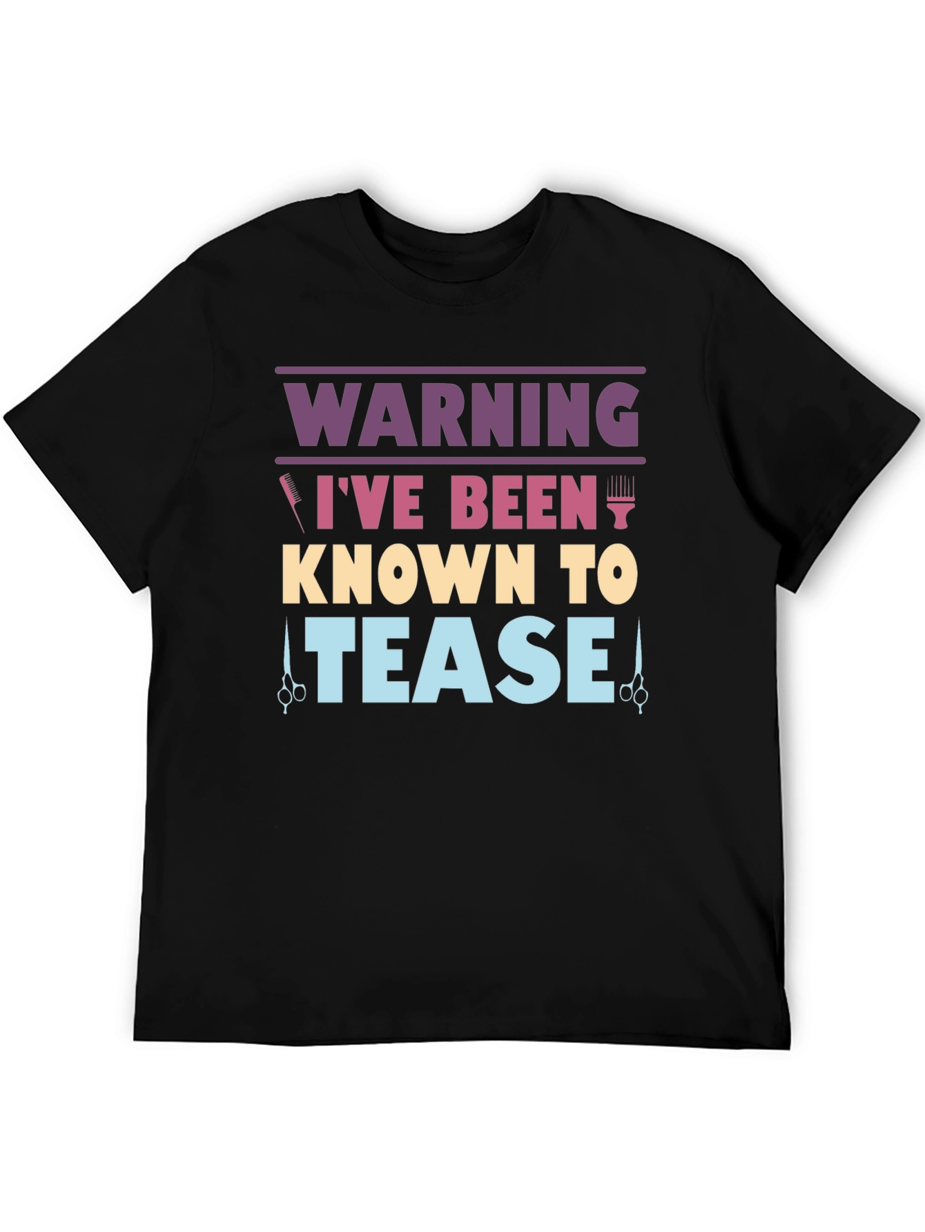 Black Warning I've Been Known To Tease Barber/Hair Stylist Graphic Tee view 5