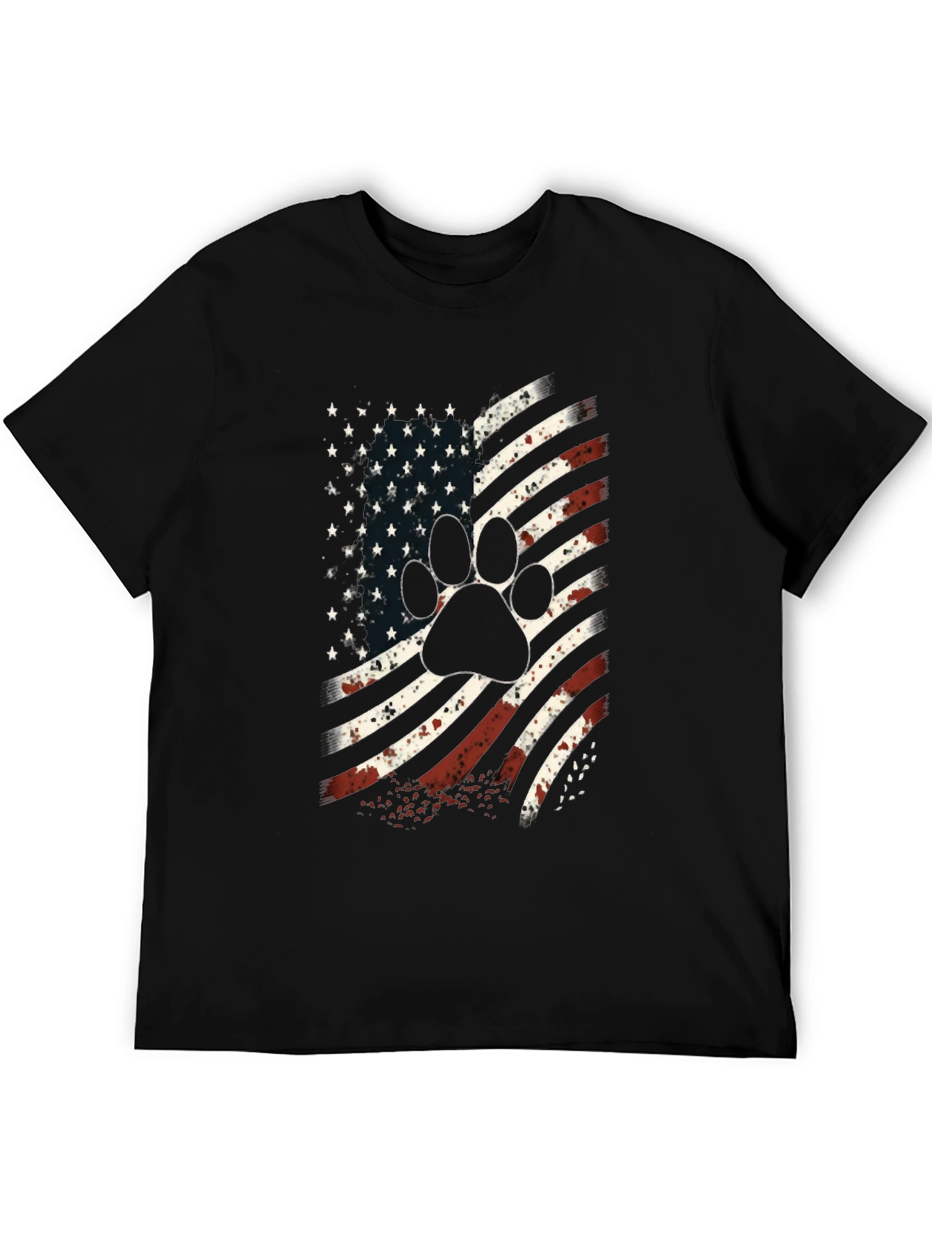 Black Patriotic Paw Print USA Flag Graphic T-Shirt view 5