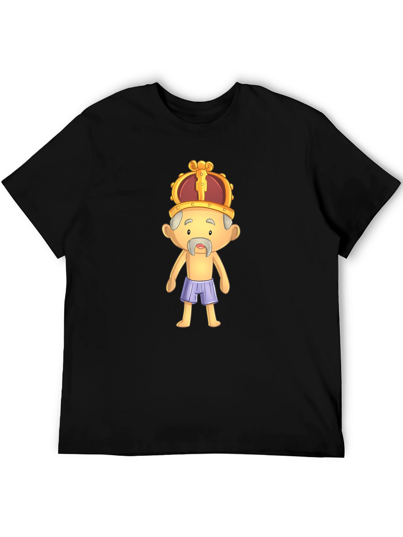 Black King Cartoon Graphic Black T-Shirt view 5