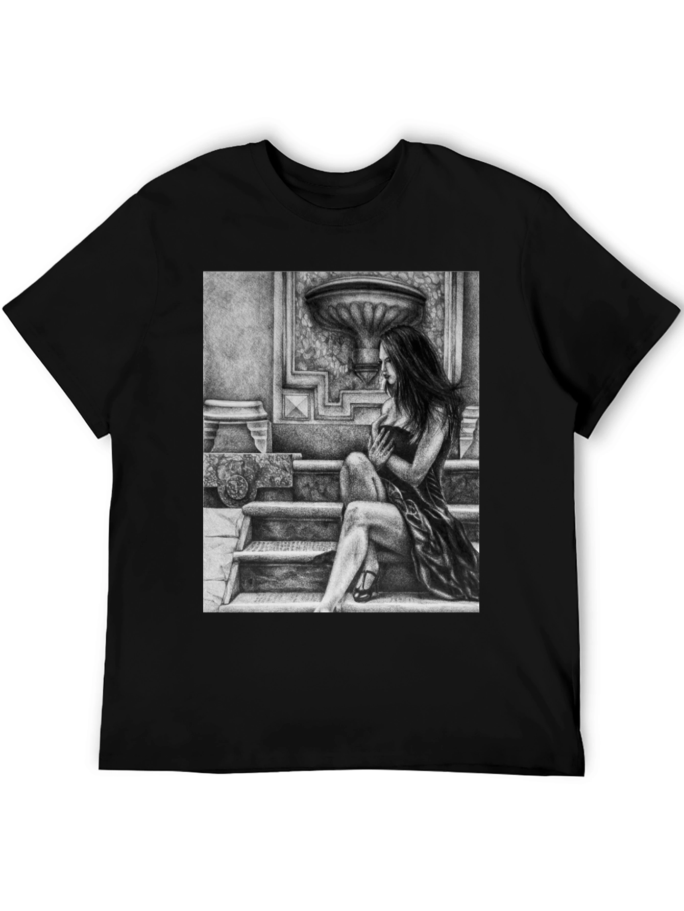 Black Elegant Woman Art Black T-Shirt view 5