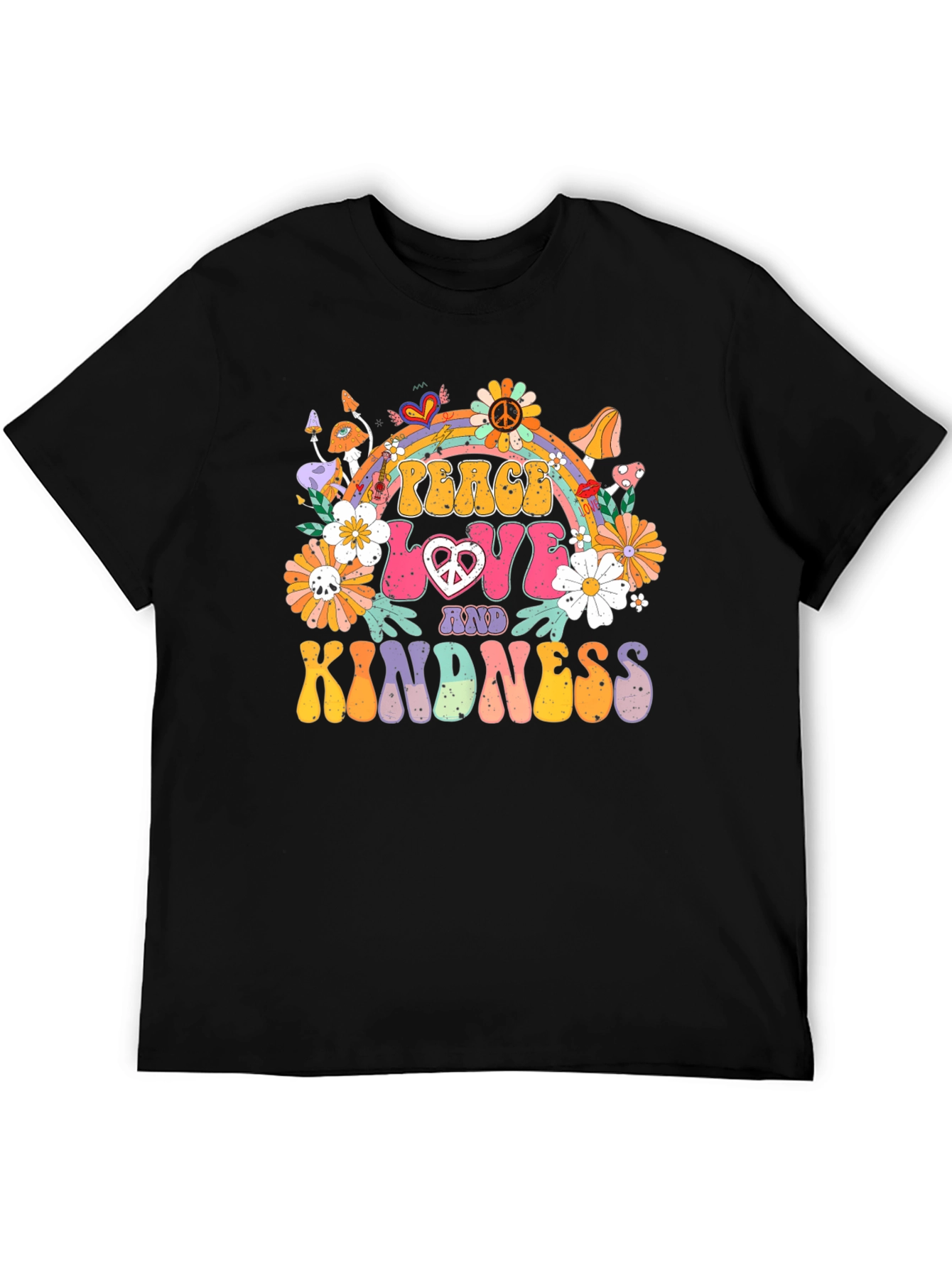 Black Peace Love Kindness Retro Graphic Tee view 5