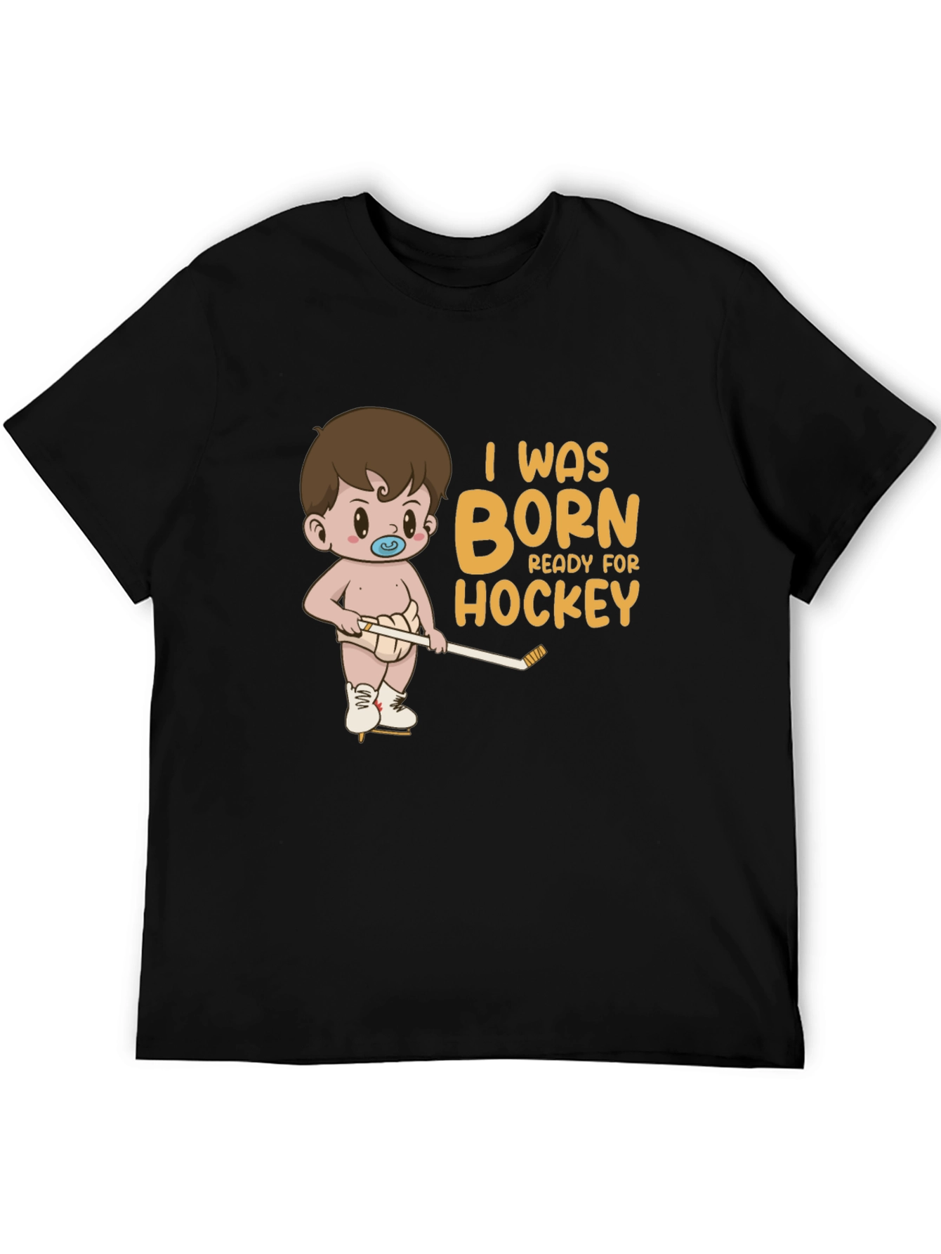 Black Born Ready for Hockey Graphic T-Shirt view 5
