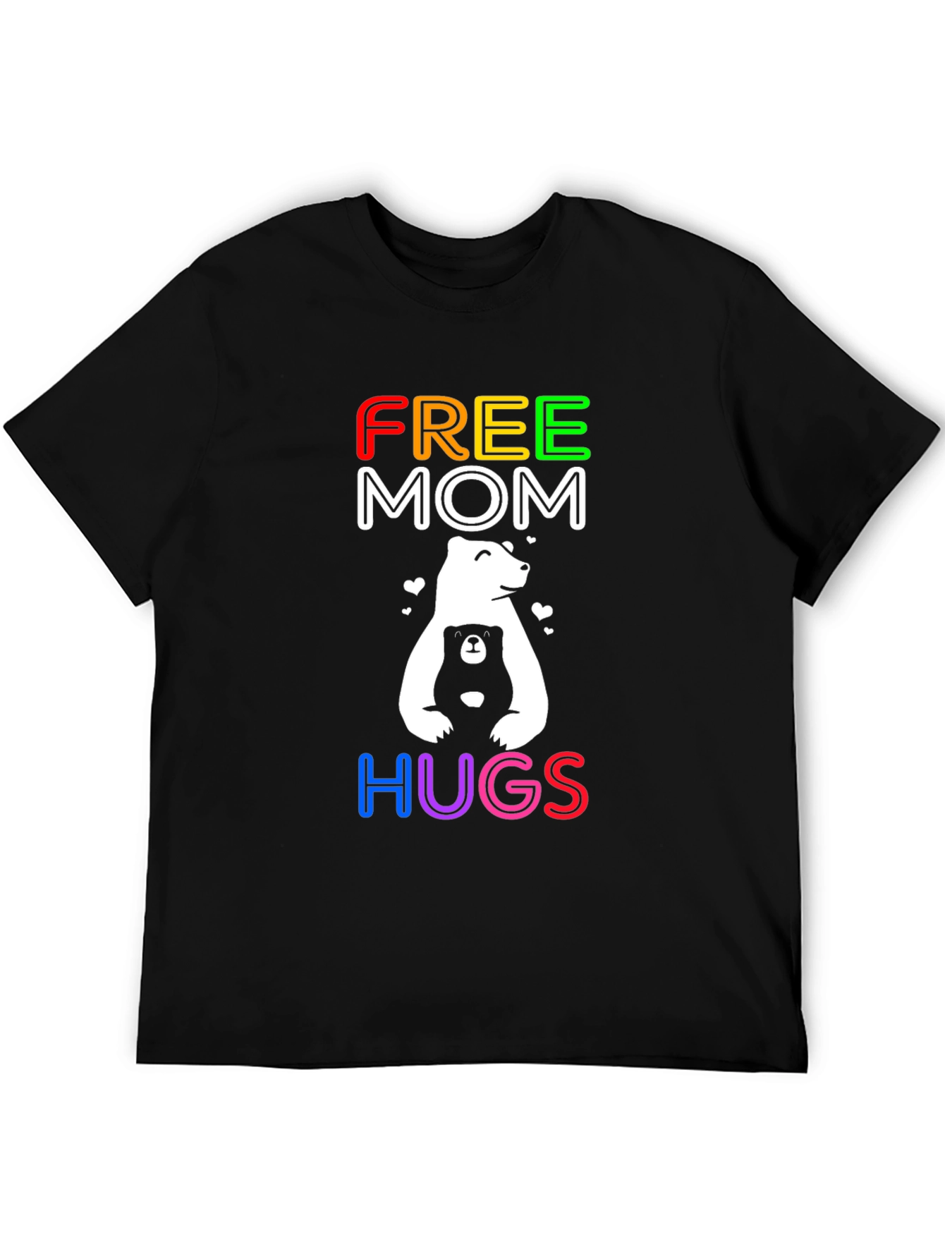 Black Free Mom Hugs Bear Graphic Tee view 5