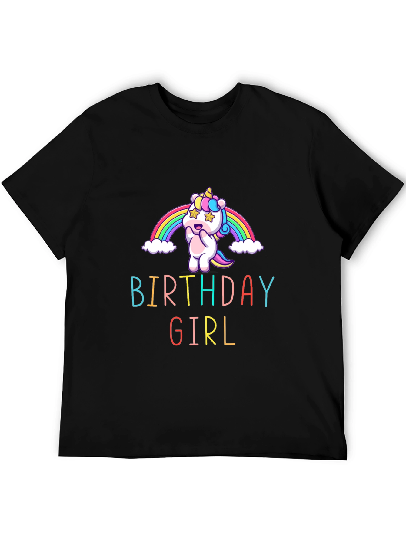 Black Birthday Girl Unicorn Graphic Tee view 5