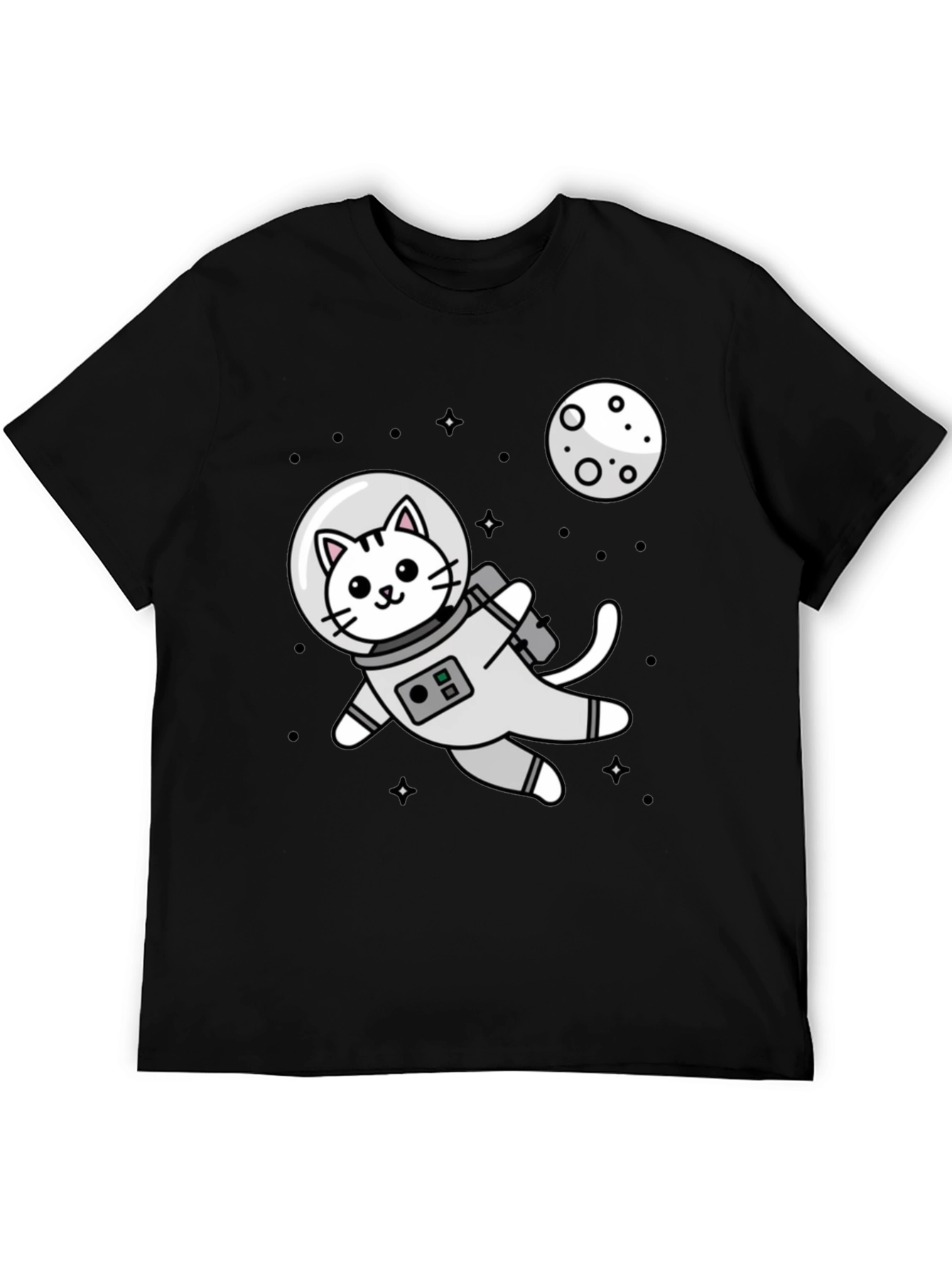 Black Astronaut Cat Graphic T-Shirt - Space Kitten Tee view 5