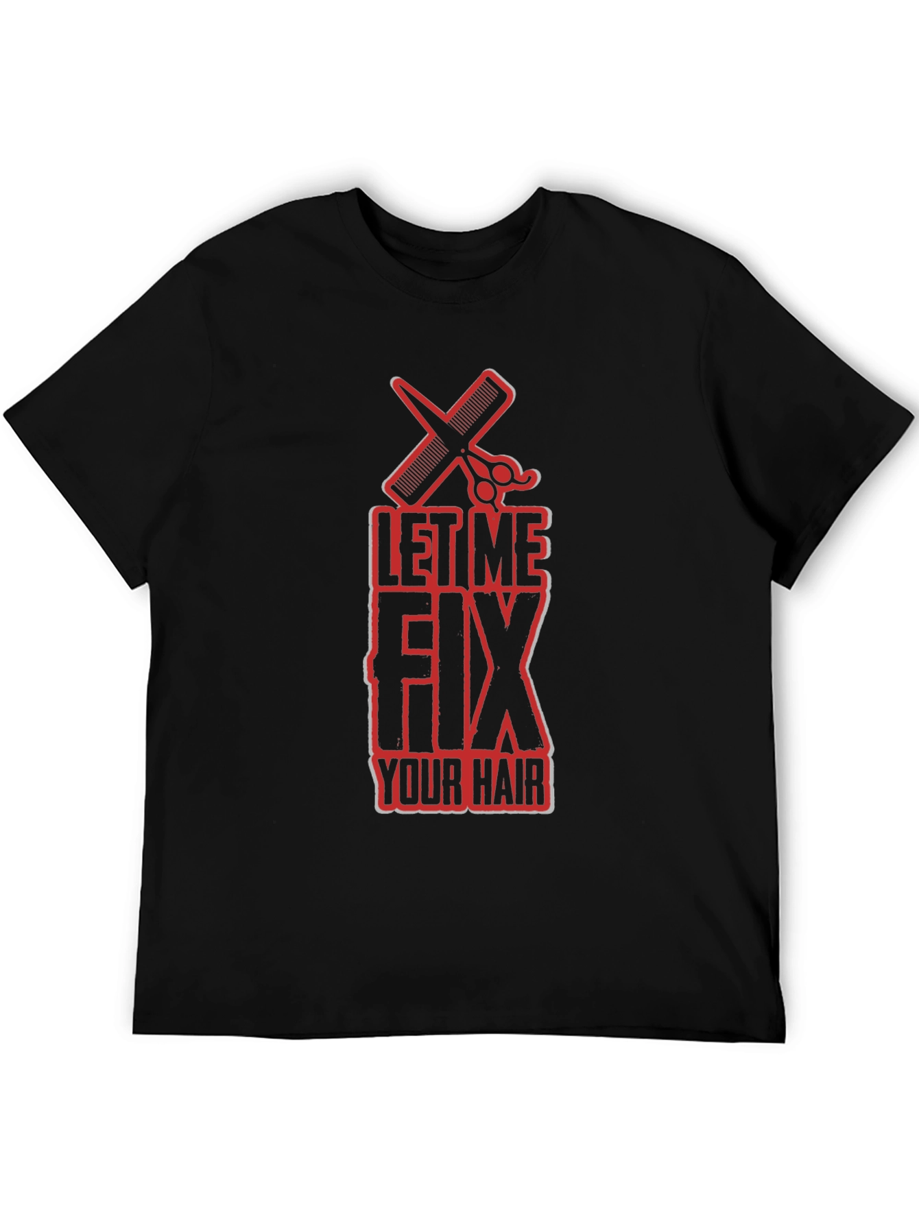 Black Let Me Fix Your Hair Graphic T-Shirt view 5