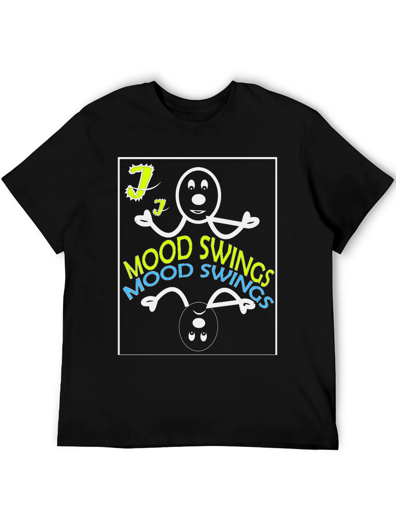 Black Mood Swings Graphic Tee - Black Cotton T-Shirt view 5