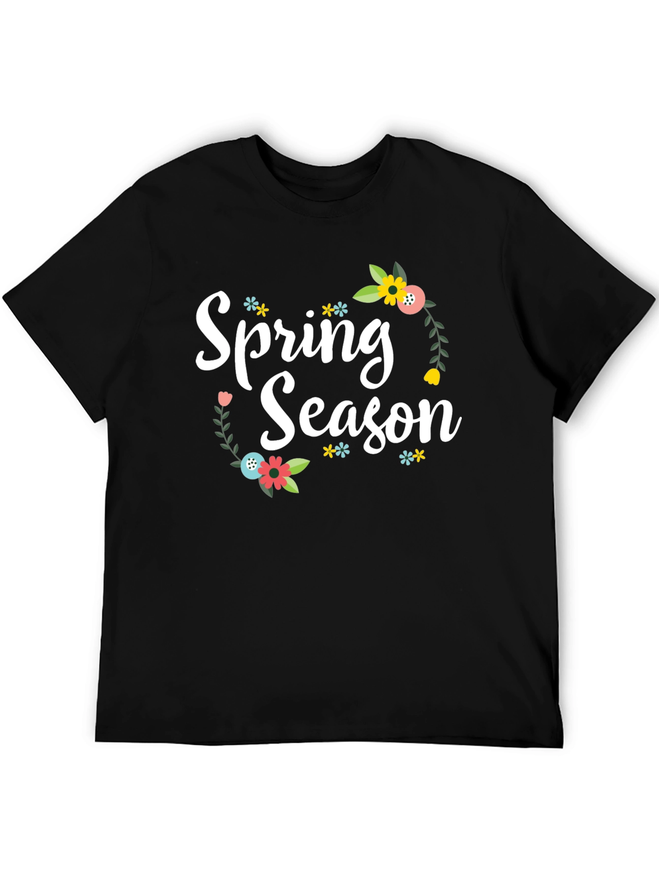 Black Spring Season Floral T-Shirt view 5