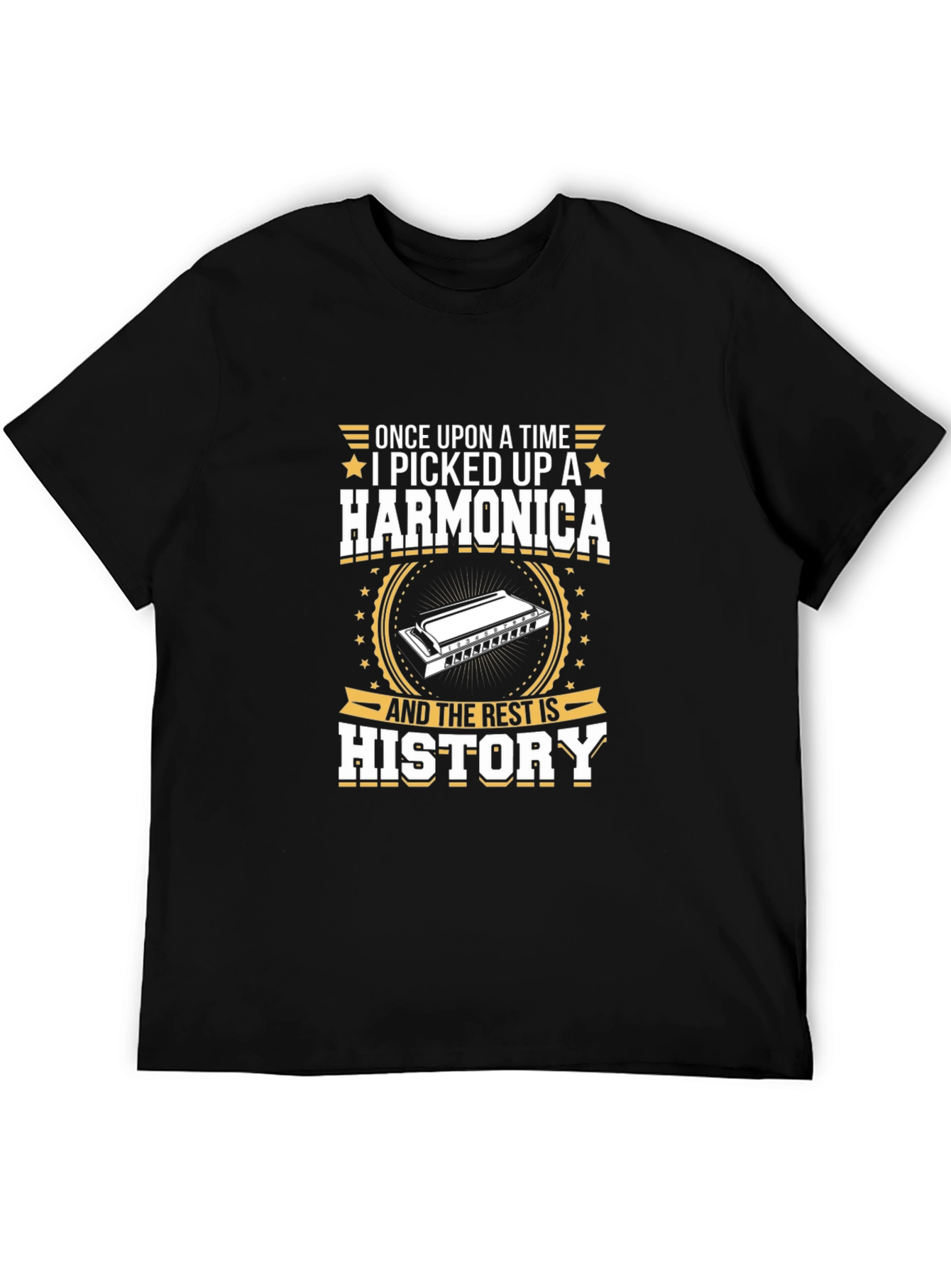 Black Harmonica History T-Shirt - Musician Gift view 5