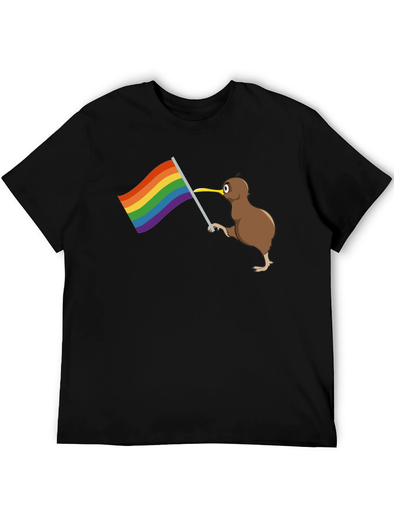 Black Kiwi Bird Pride Flag Graphic Tee view 5