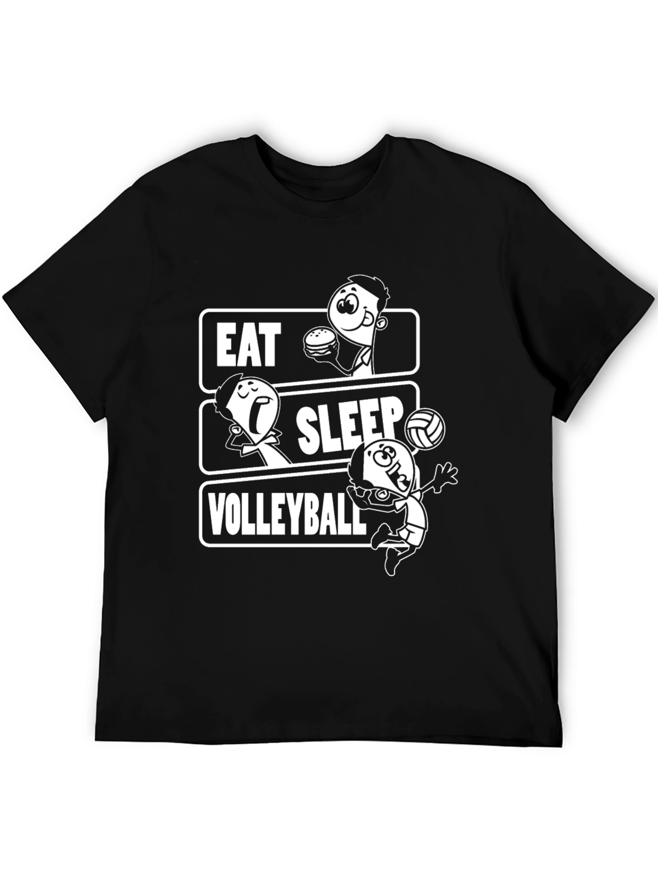 Black Eat Sleep Volleyball Black Graphic Tee view 5