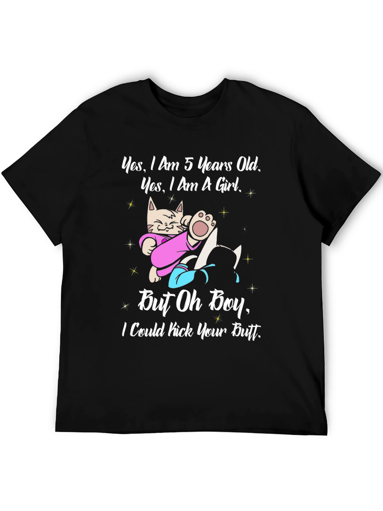 Black Funny "5 Years Old Girl" Graphic T-Shirt view 5