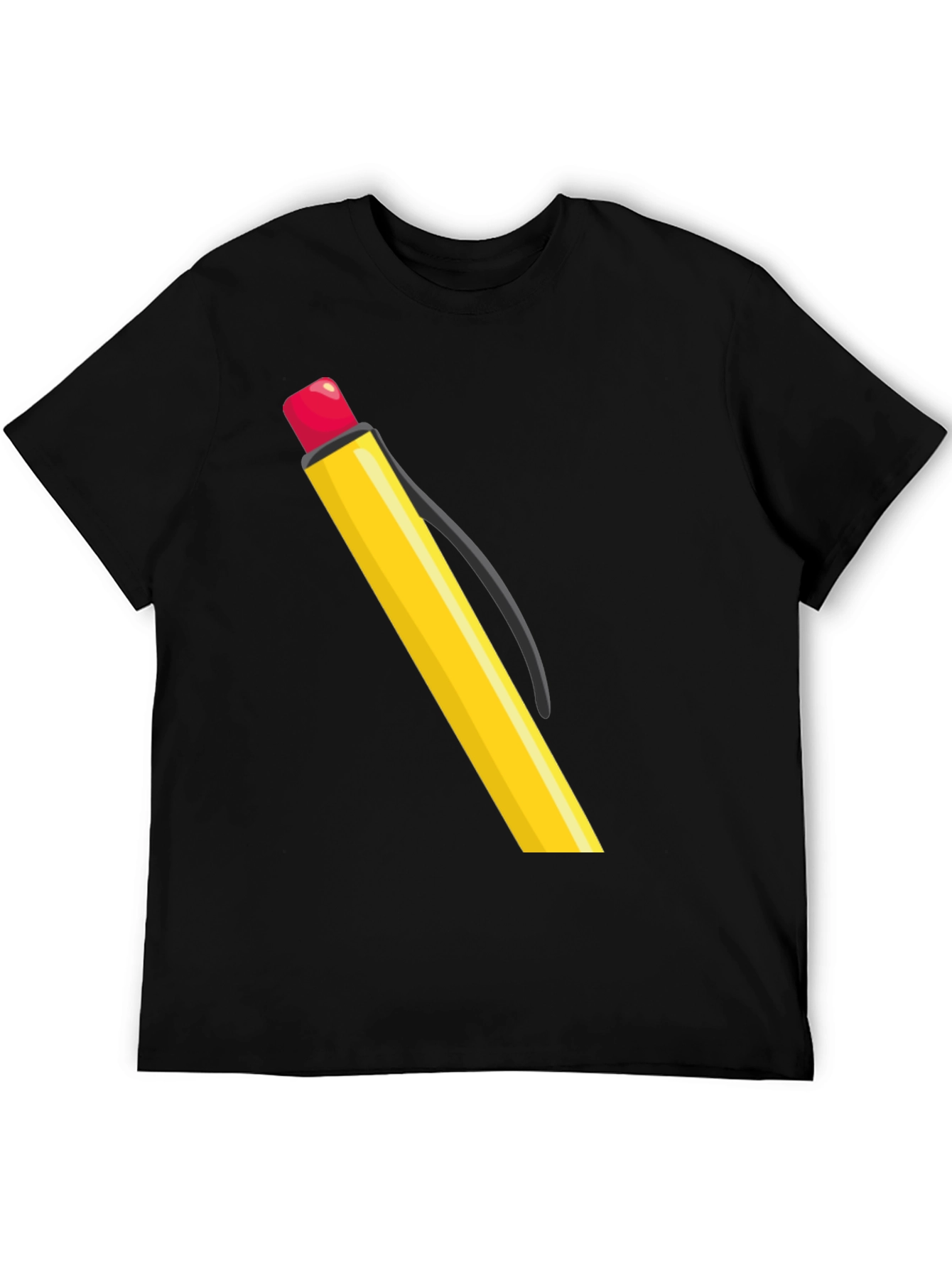 Black Pencil Graphic Tee - Black Cotton Casual Wear view 5