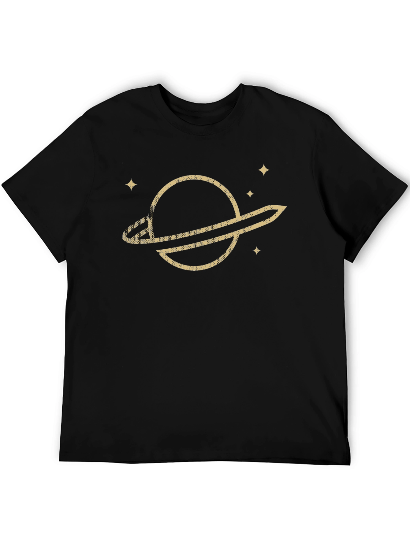 Black Retro Saturn Graphic T-Shirt - Classic Black Tee view 5