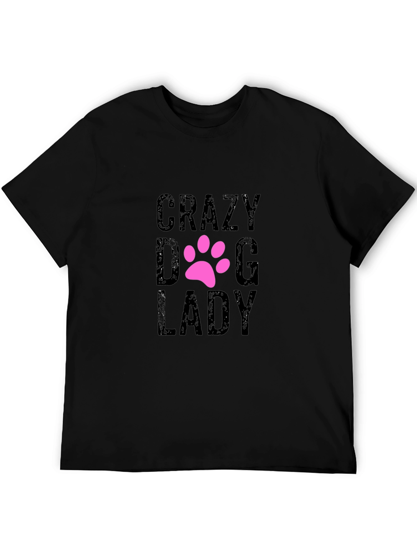 Black Crazy Dog Lady Graphic Tee - Black Cotton T-Shirt view 5