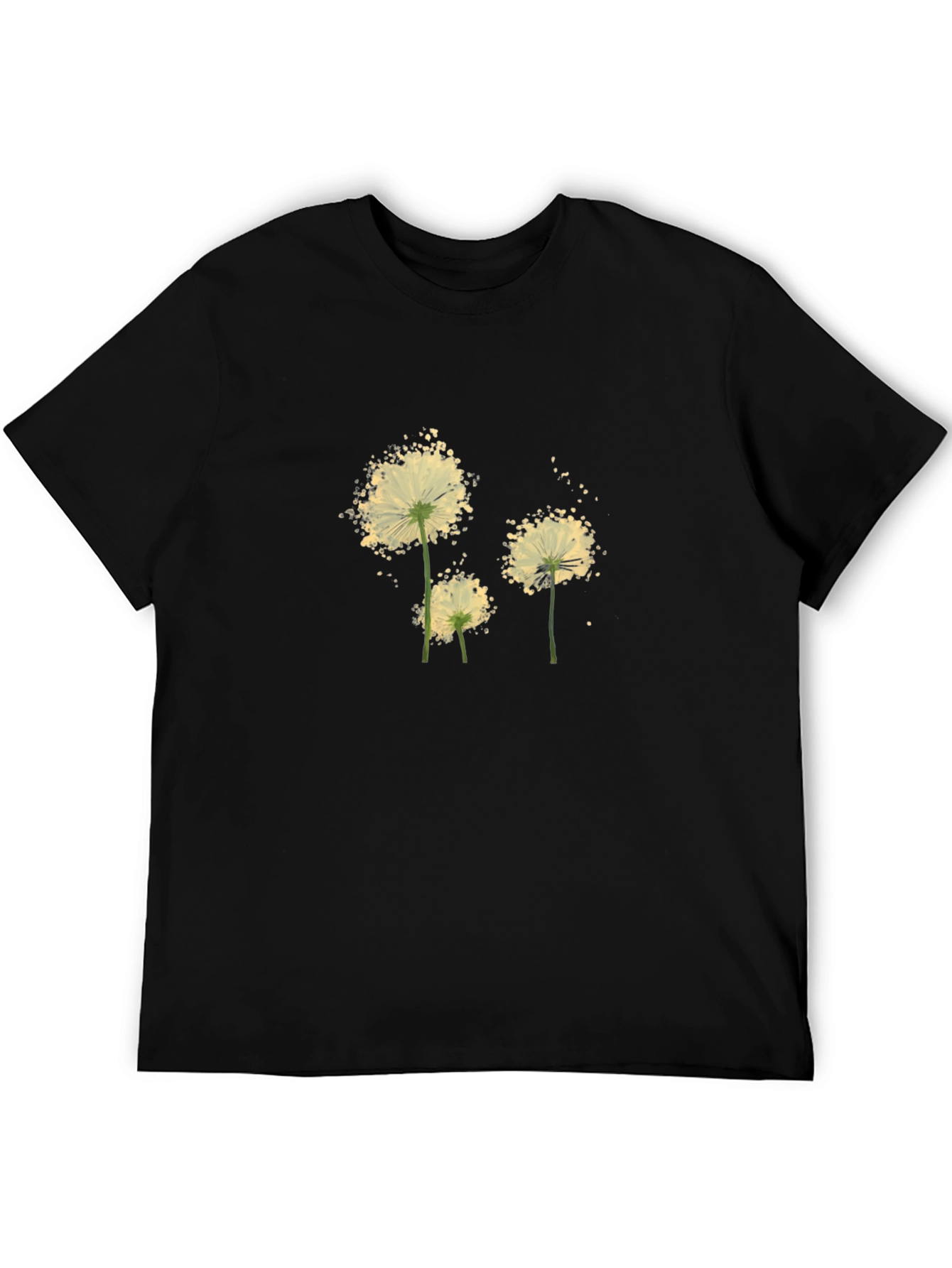 Black Dandelion Print Black Tee view 5