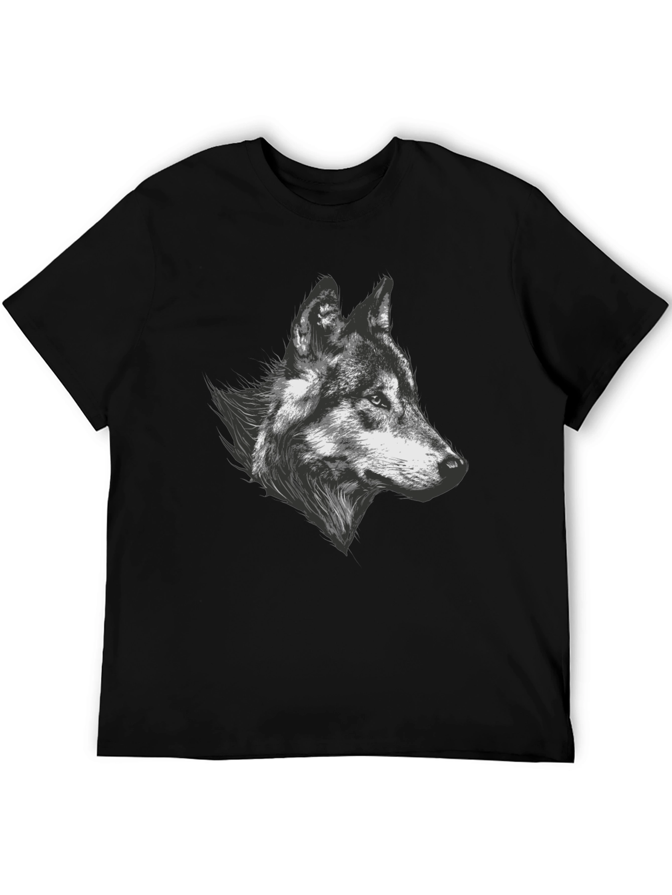 Black Wolf Graphic Tee - Black Cotton Blend T-Shirt view 5